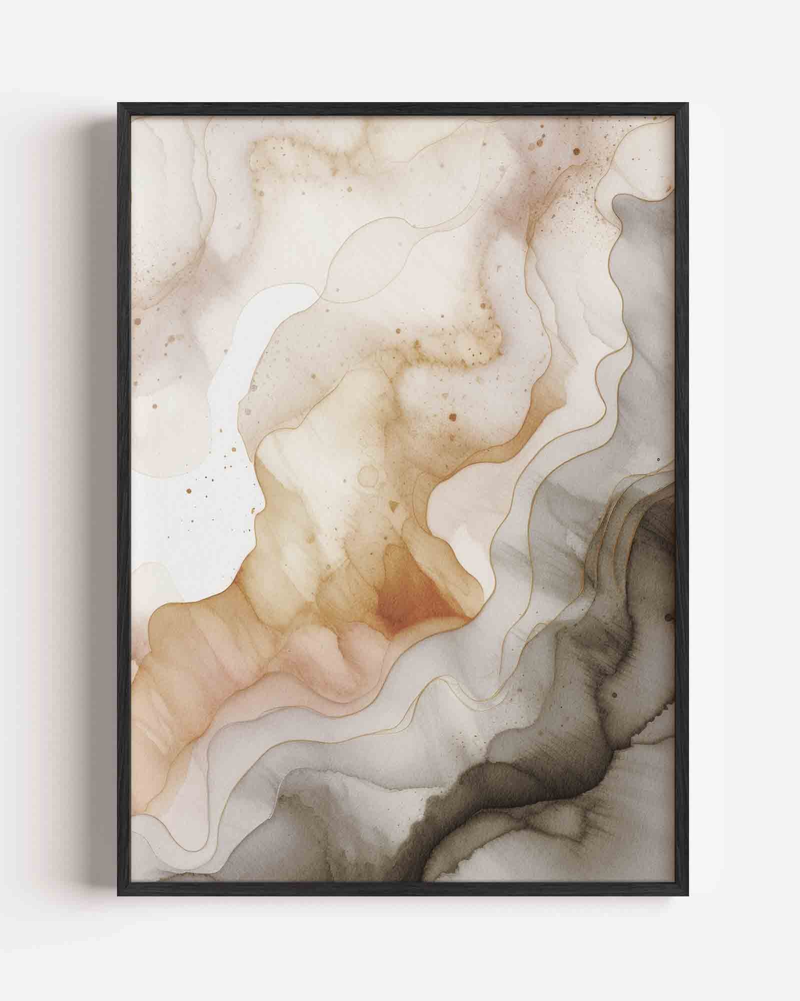 Abstracte beige en grijze vormen Poster
