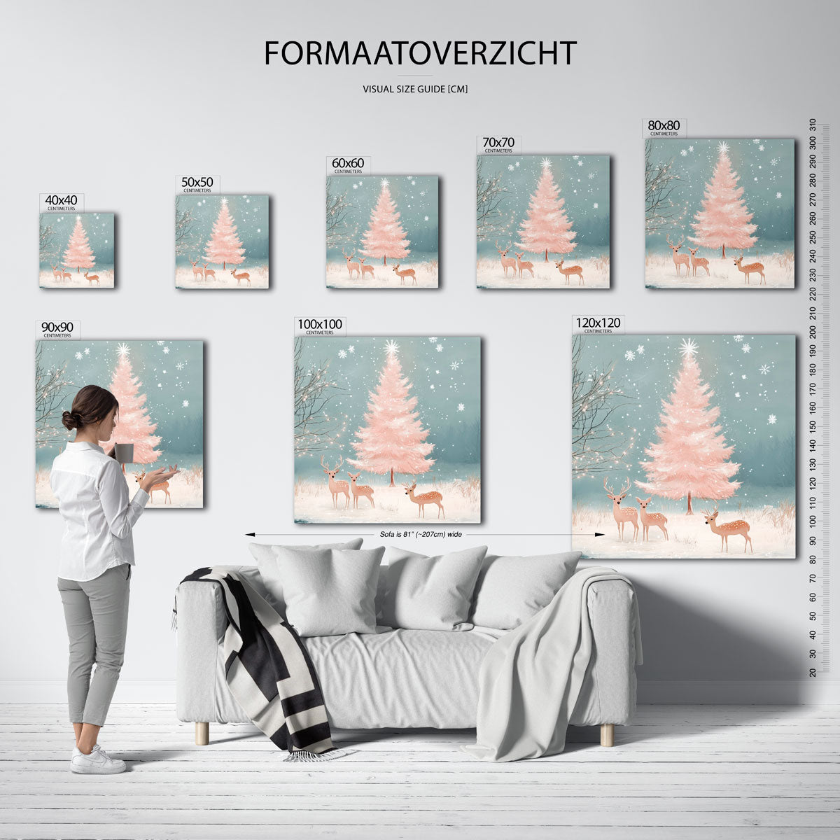 Herten en roze boom Poster