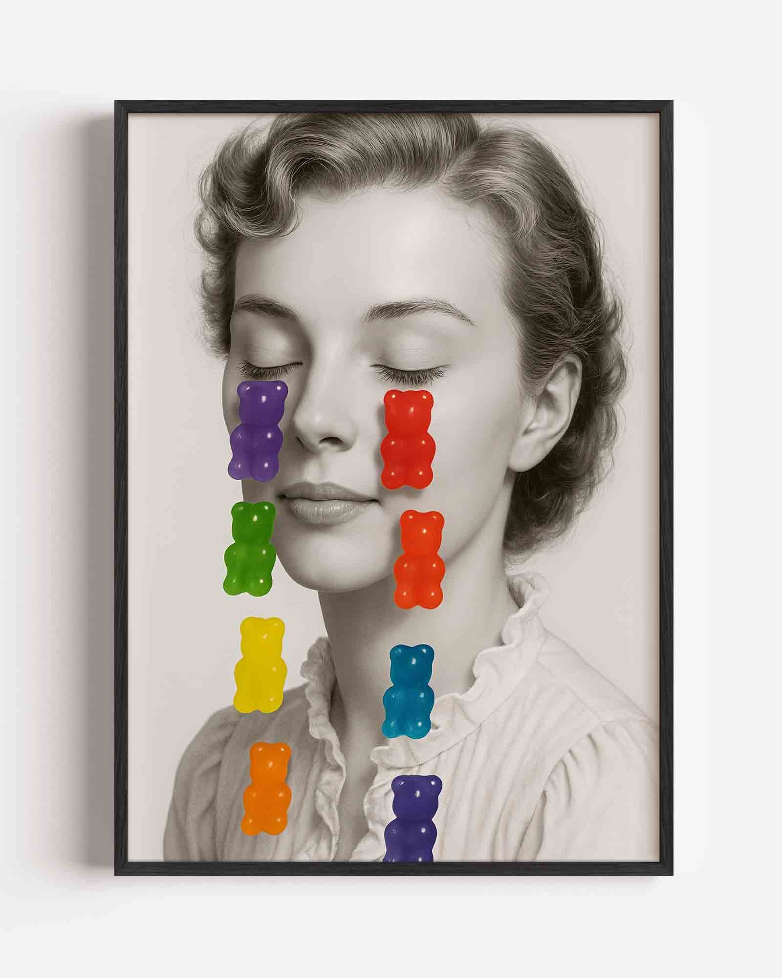Portret met kleurrijke beren Poster