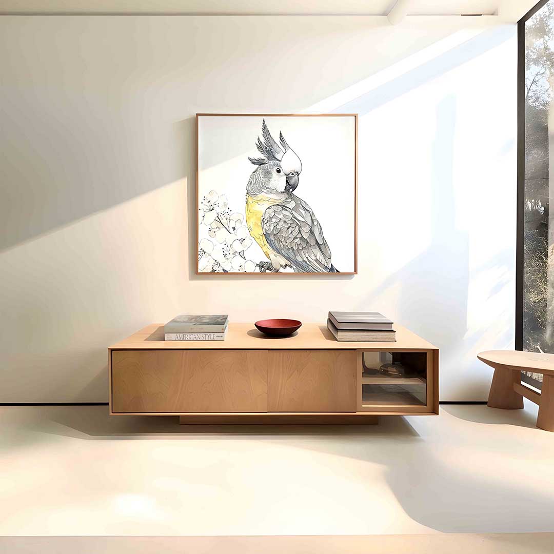Papegaai met bloemen Poster