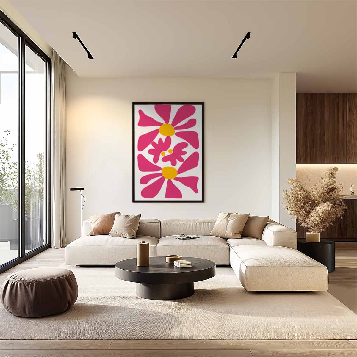 Vrolijke Bloemexplosie Kunstwerk-canvas-dibond-plexiglas-wanddecoratie-WallArtistic