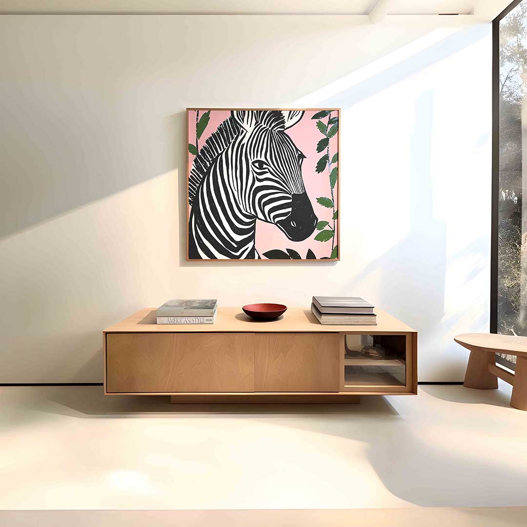 Zebra op roze Poster