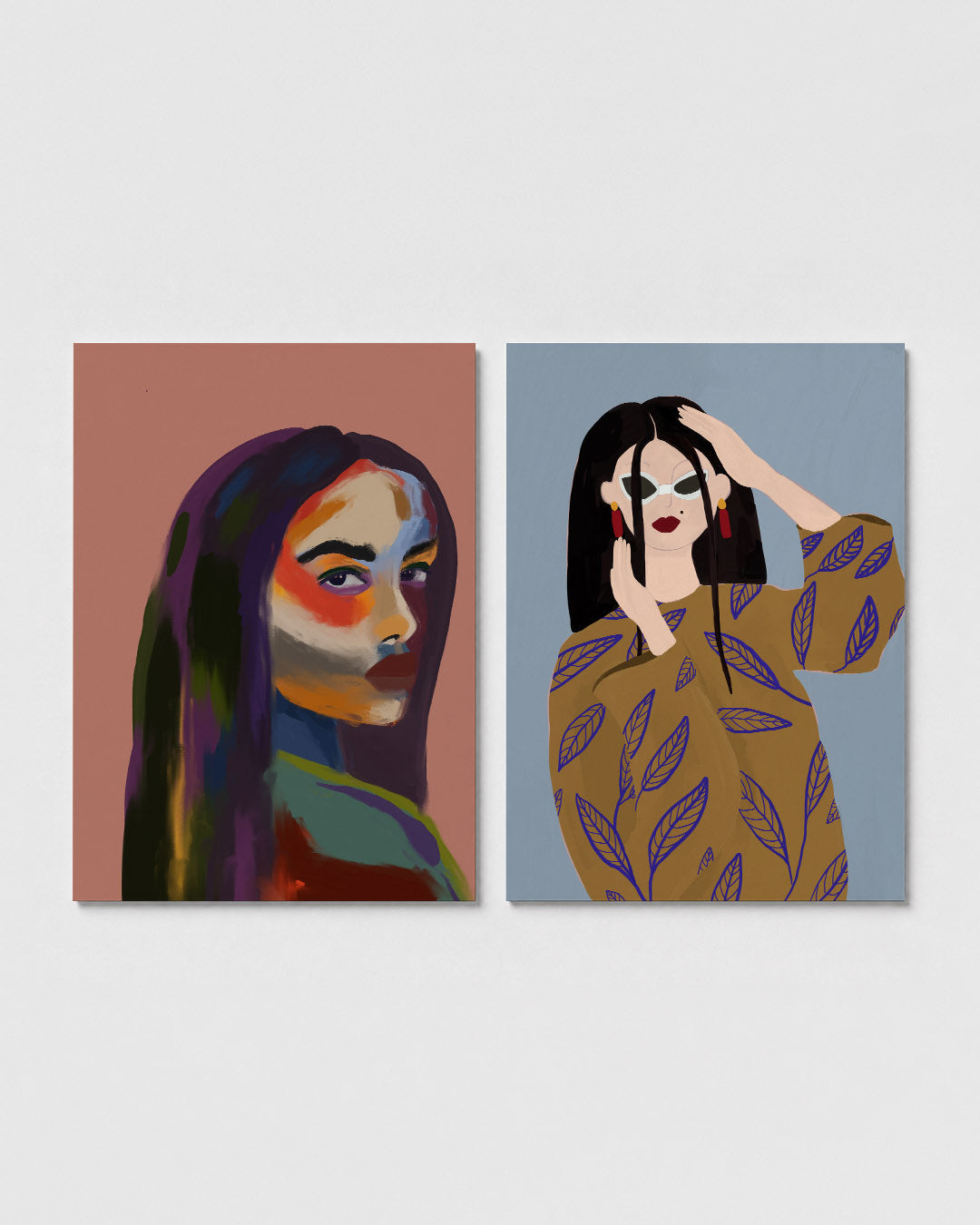 Kleurrijke portretvlakken Posterset