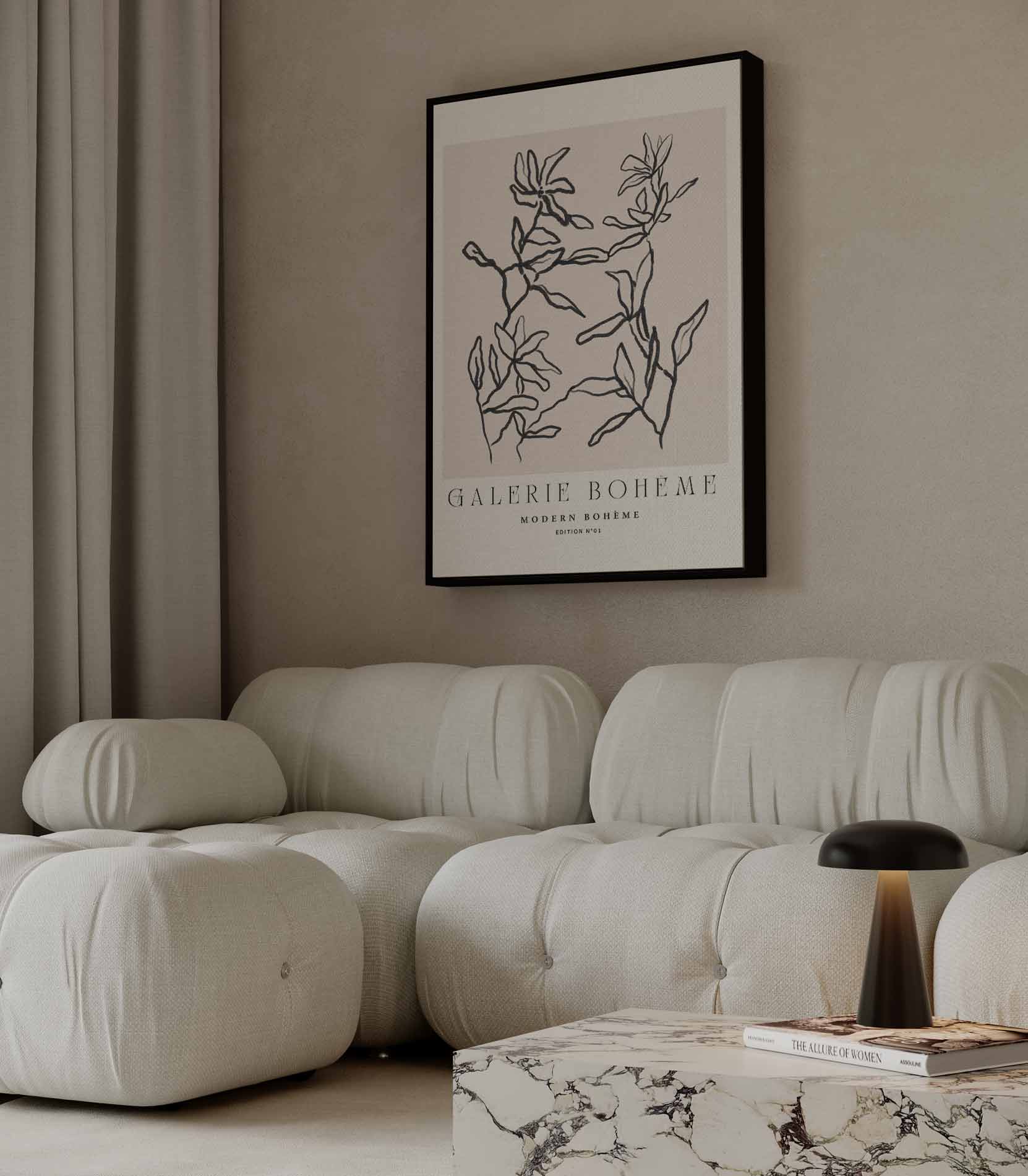 Moderne Bloemenlijnen Kunstwerk-canvas-dibond-plexiglas-wanddecoratie-WallArtistic