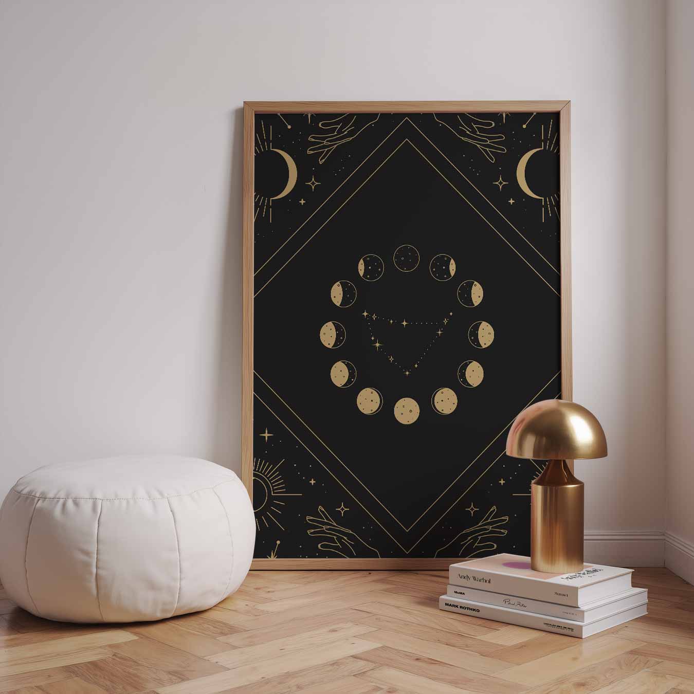 Maanfasen en Sterren Poster-WallArtistic