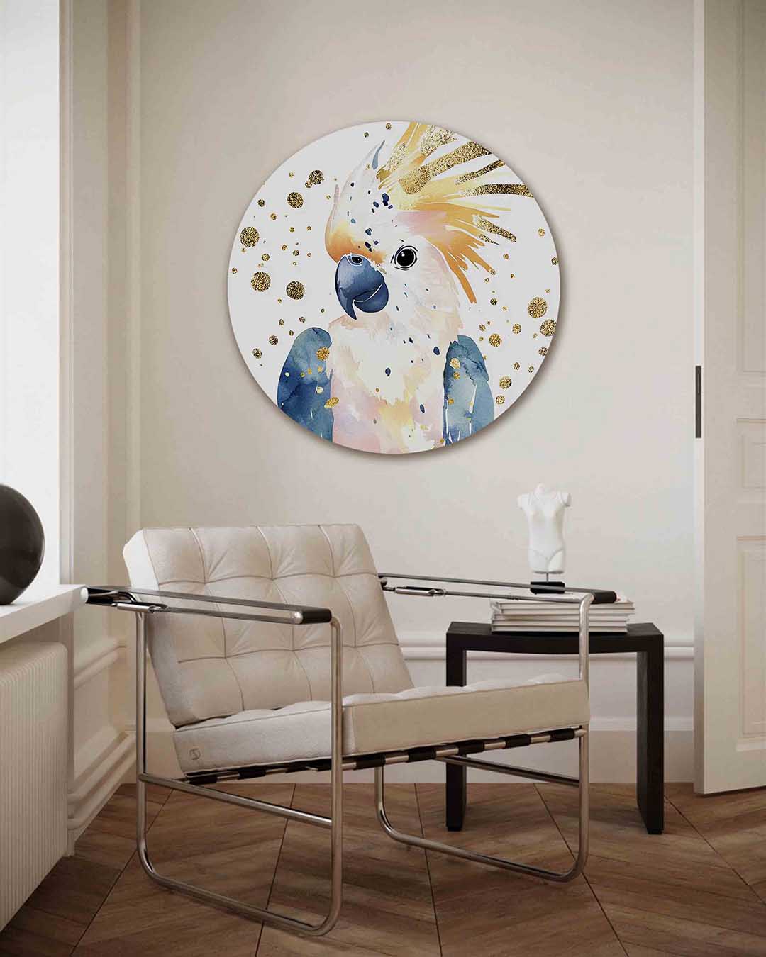Papegaai met gouden accenten Muurcirkel
