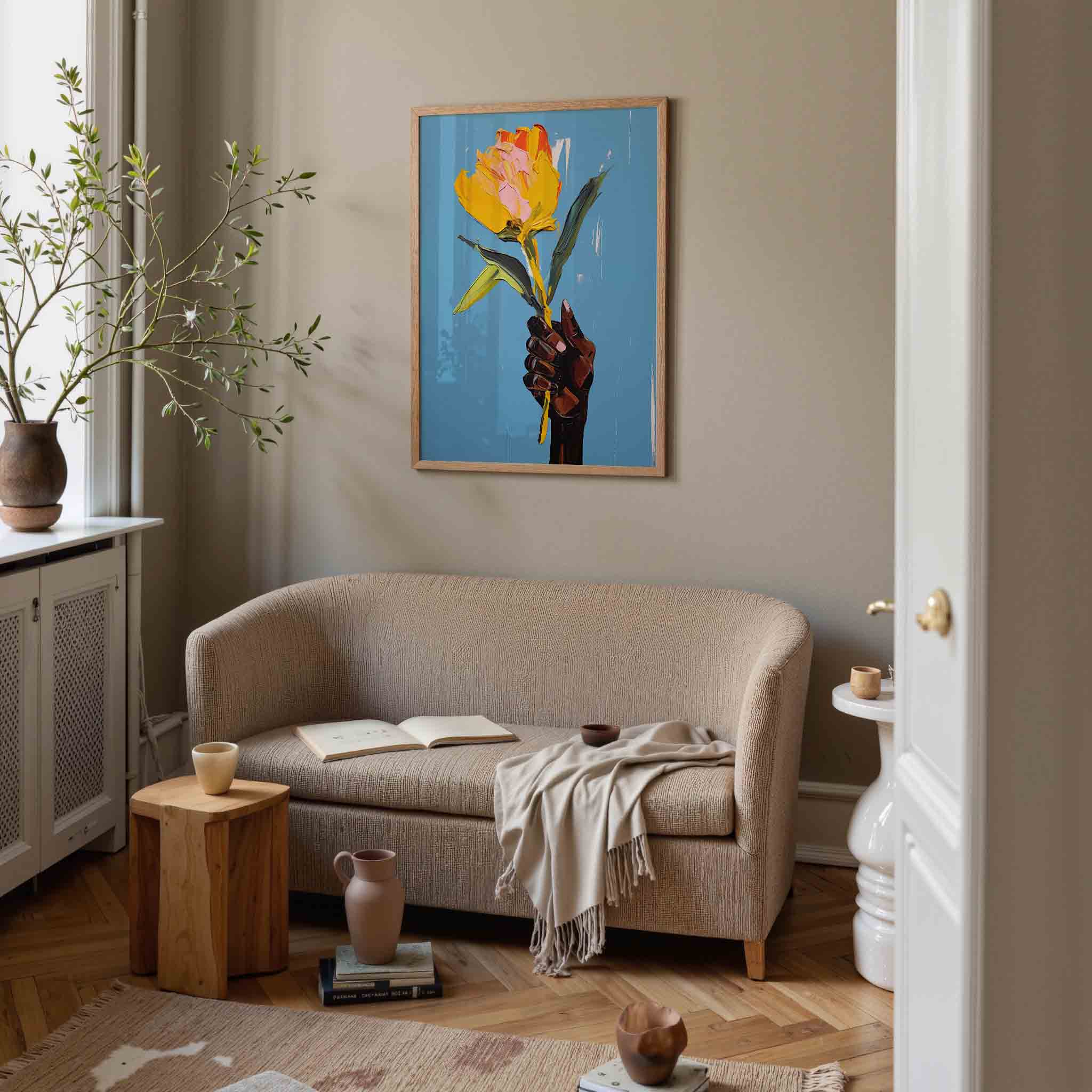 Hand met bloem Poster