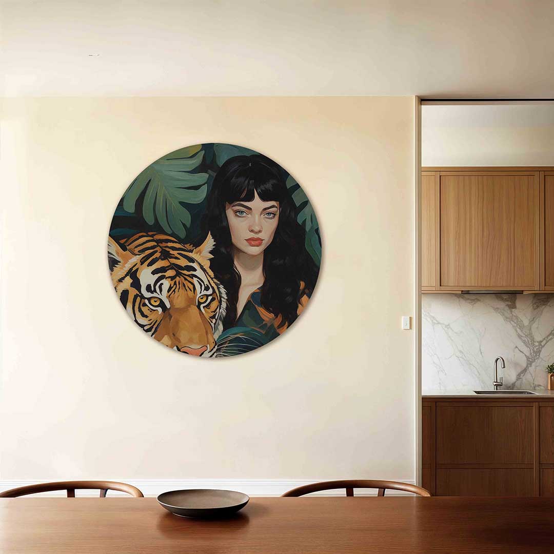 Tijger en vrouw Muurcirkel