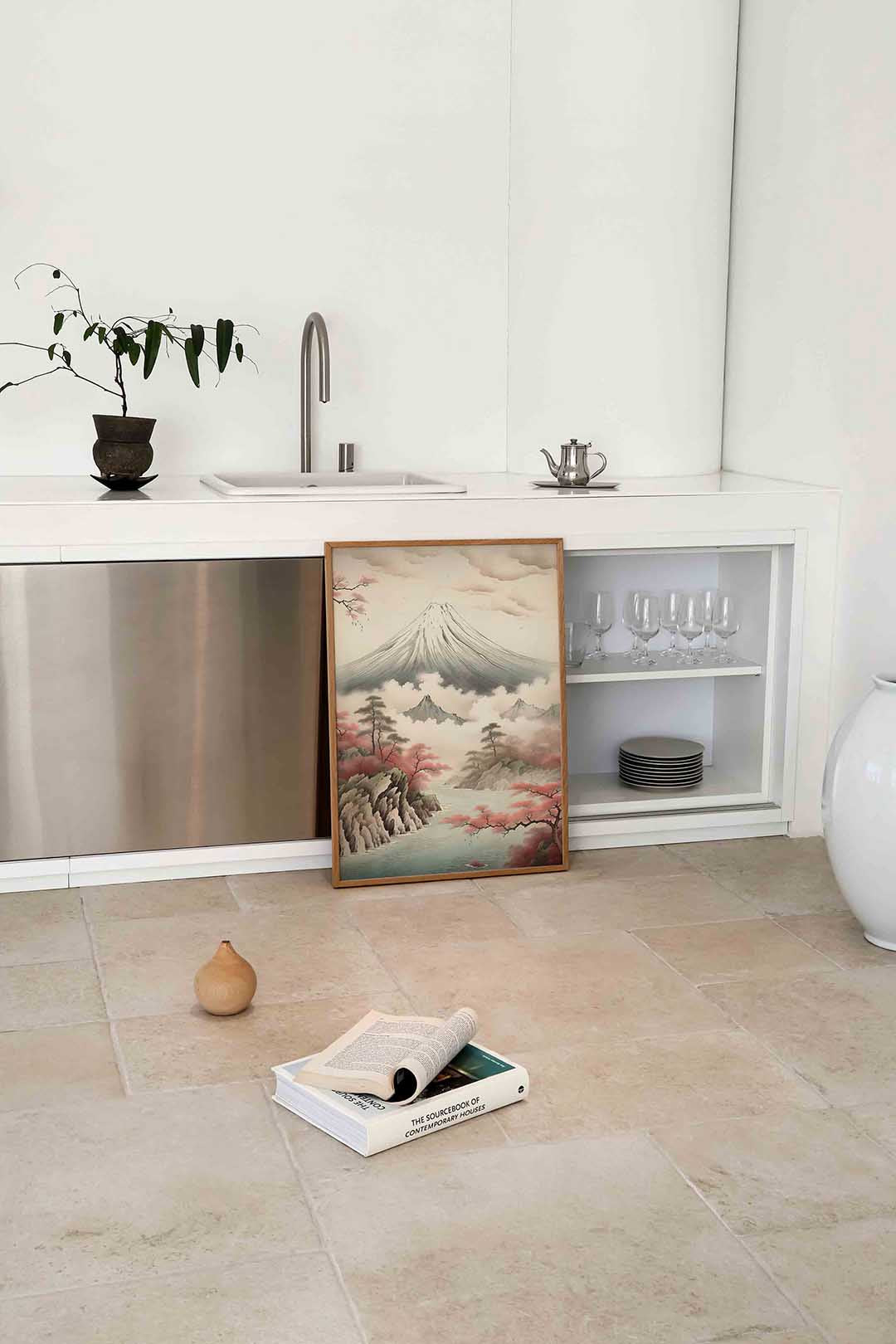 Berglandschap met bomen Poster