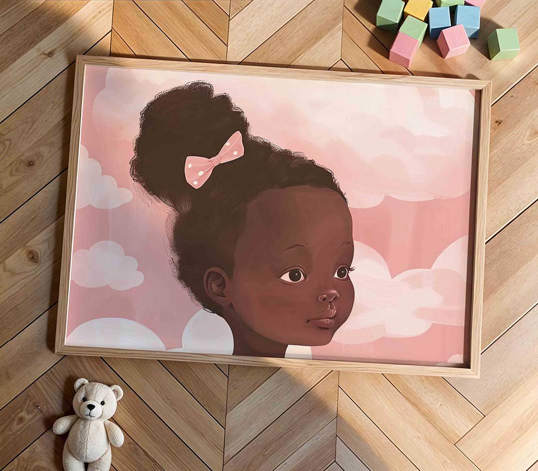 Meisje met roze strik Poster
