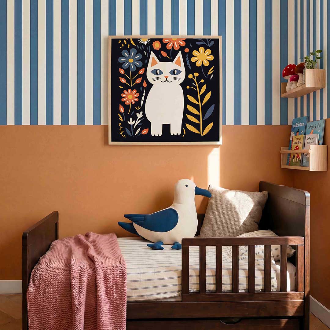 Kat met bloemen Poster