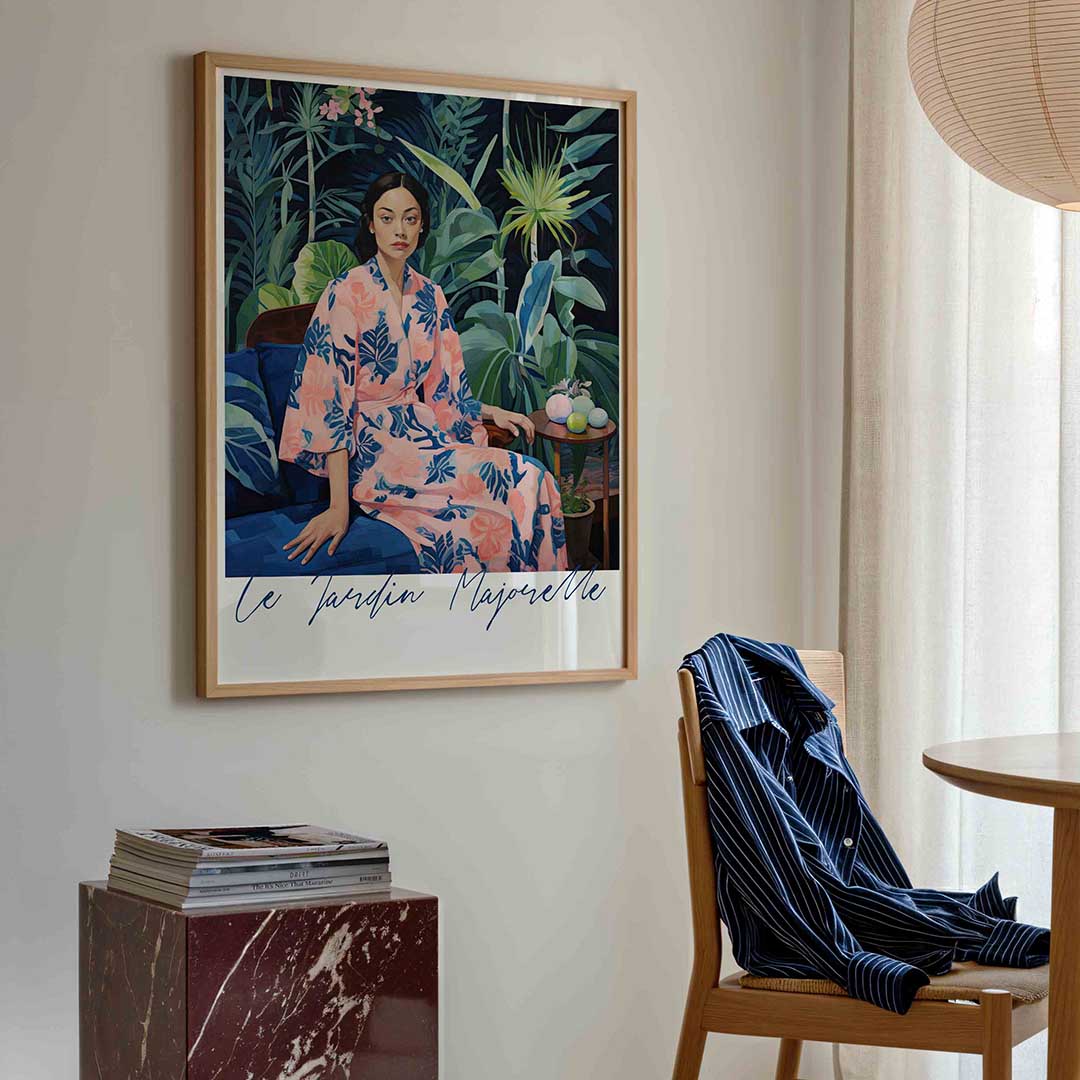 Vrouw in roze kimono Poster