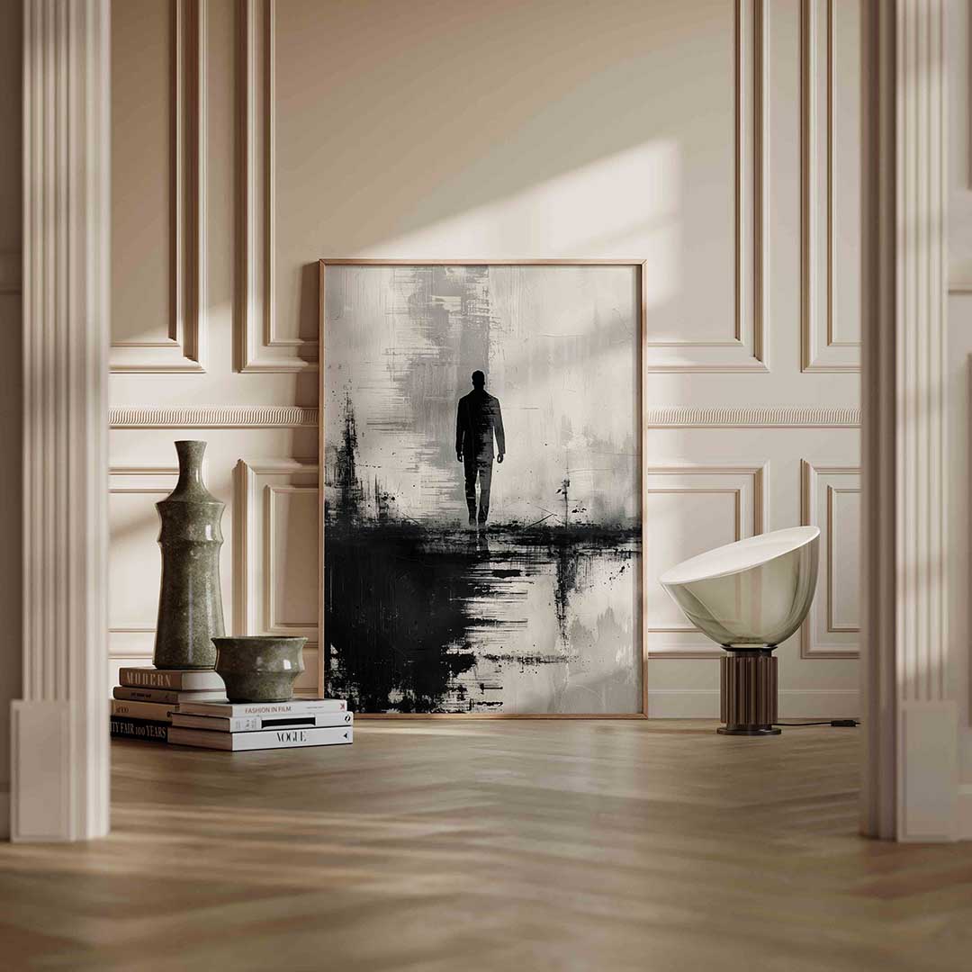 Silhouet van wandelende figuur Poster