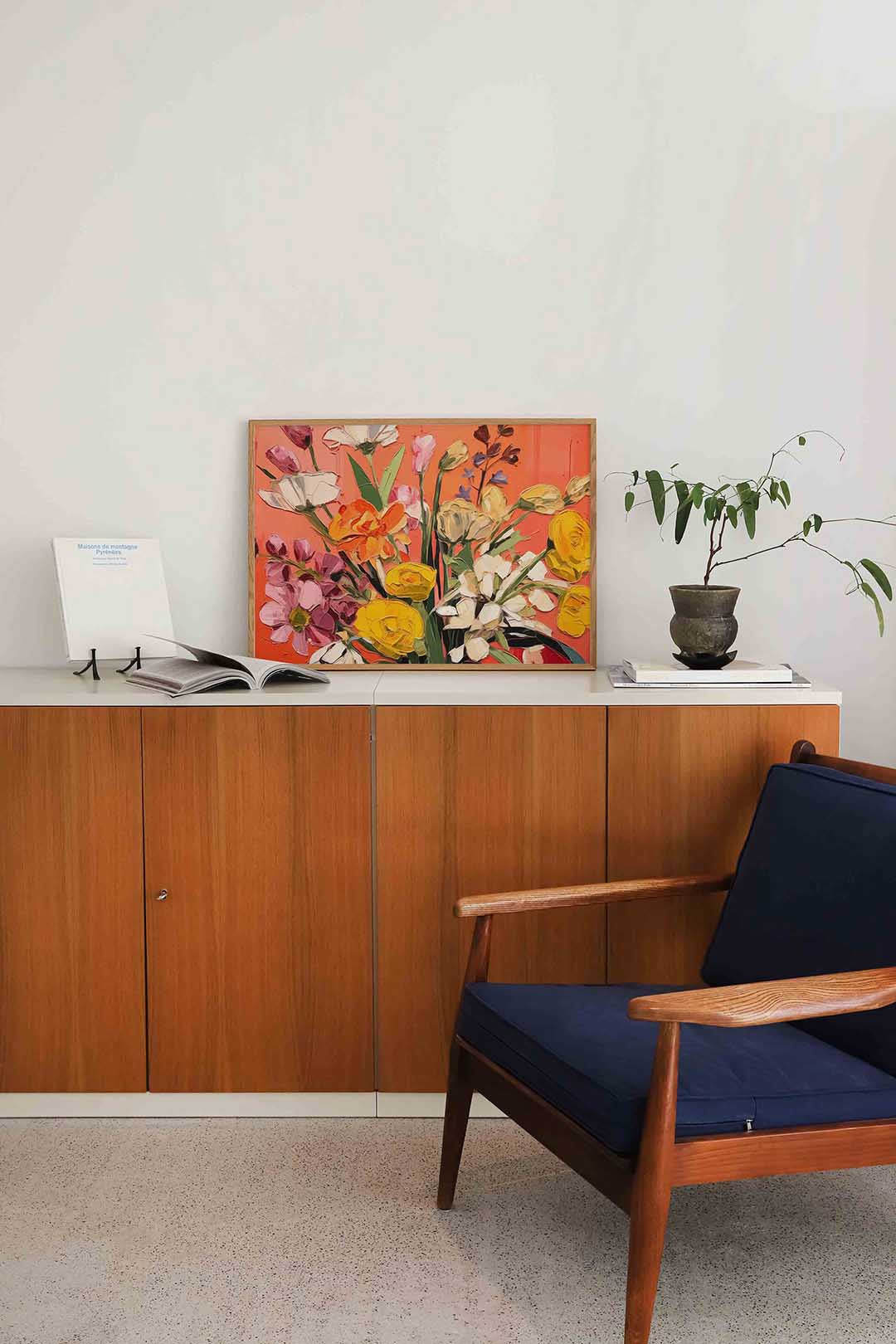 Bloemen op oranje Poster