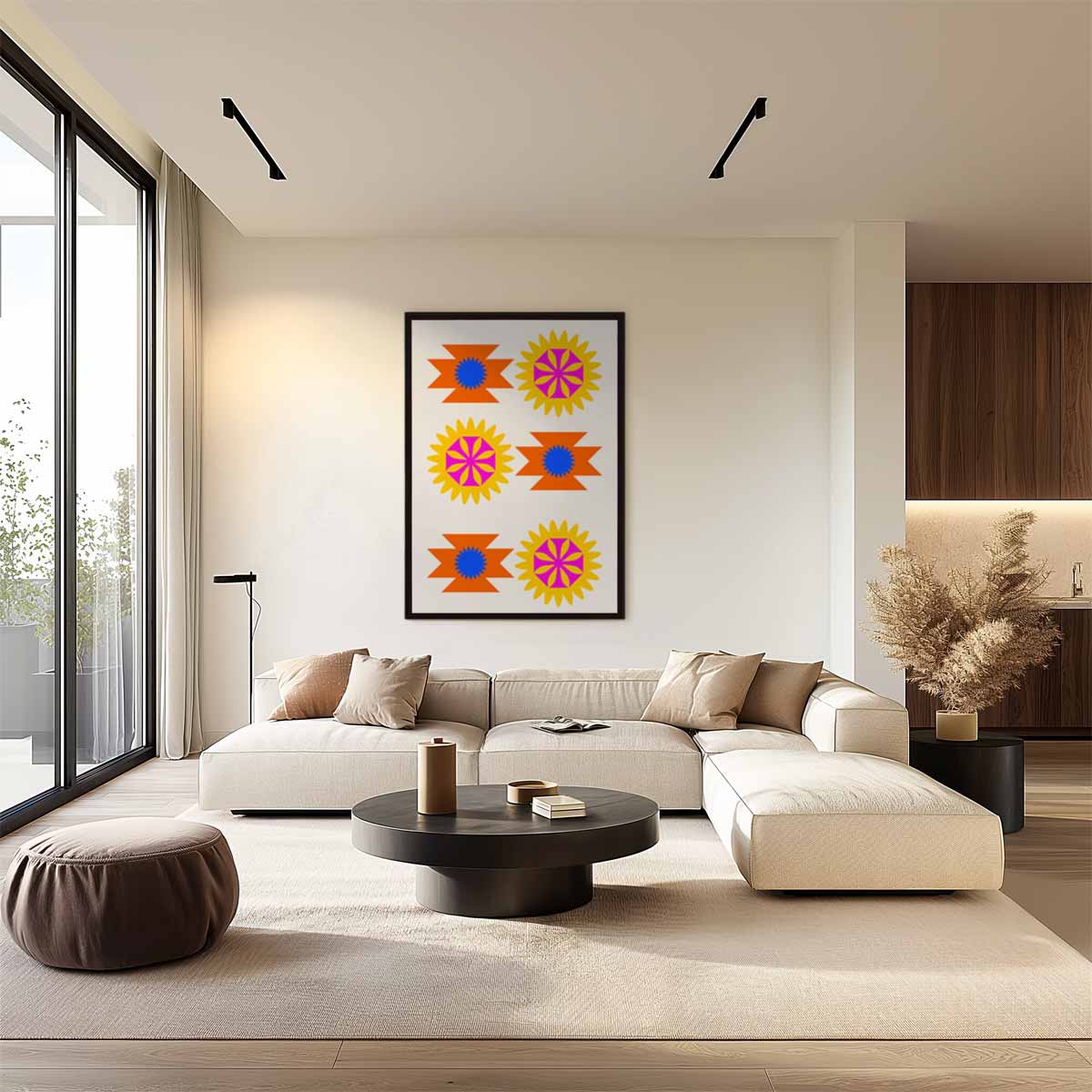 Vrolijke Zomerbloemen Print Kunstwerk-canvas-dibond-plexiglas-wanddecoratie-WallArtistic