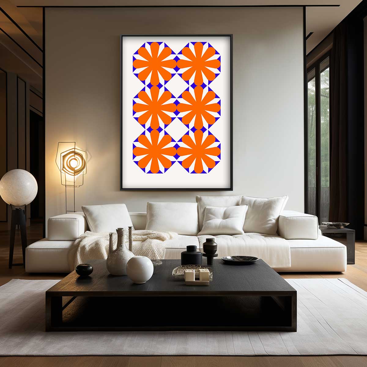 Vrolijke Bloemen Herhaalpatroon Kunstwerk-canvas-dibond-plexiglas-wanddecoratie-WallArtistic