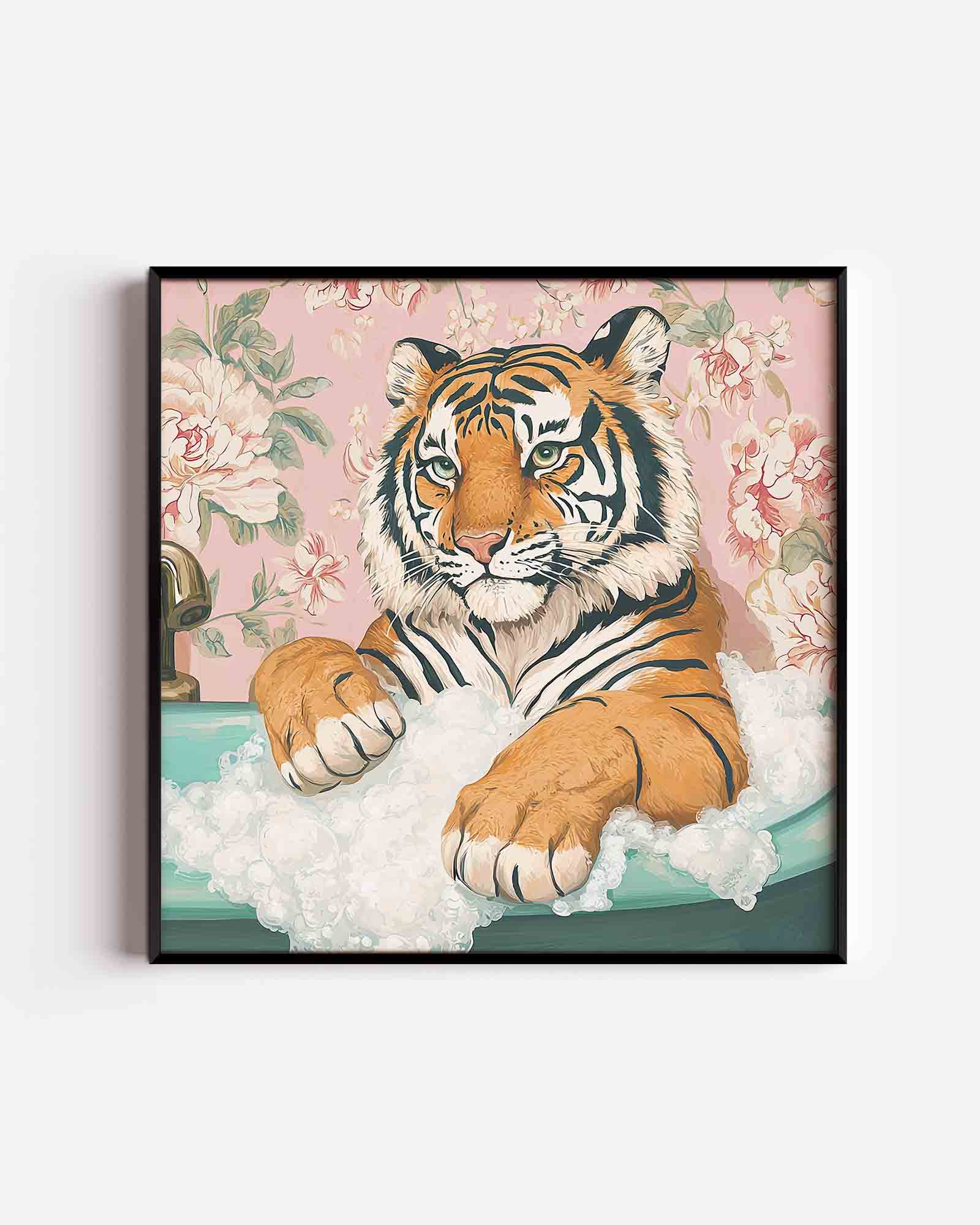 Tijger in bad Poster