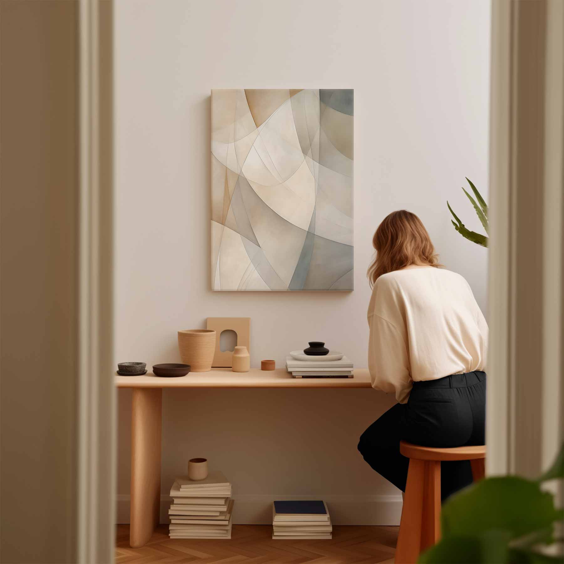 Harmonische Abstractie in Aardetinten Kunstwerk-canvas-dibond-plexiglas-wanddecoratie-WallArtistic