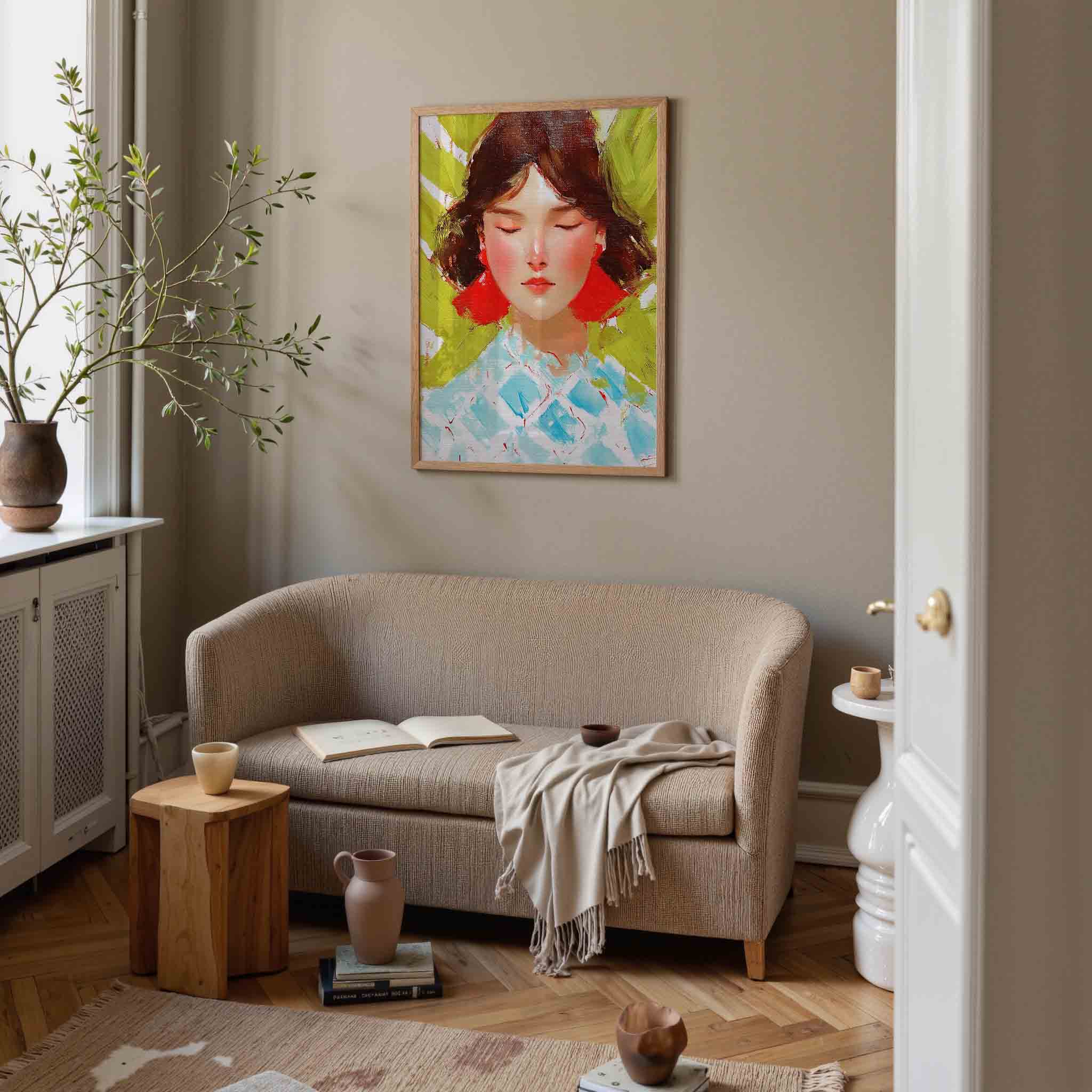 Vrouw met gesloten ogen Poster