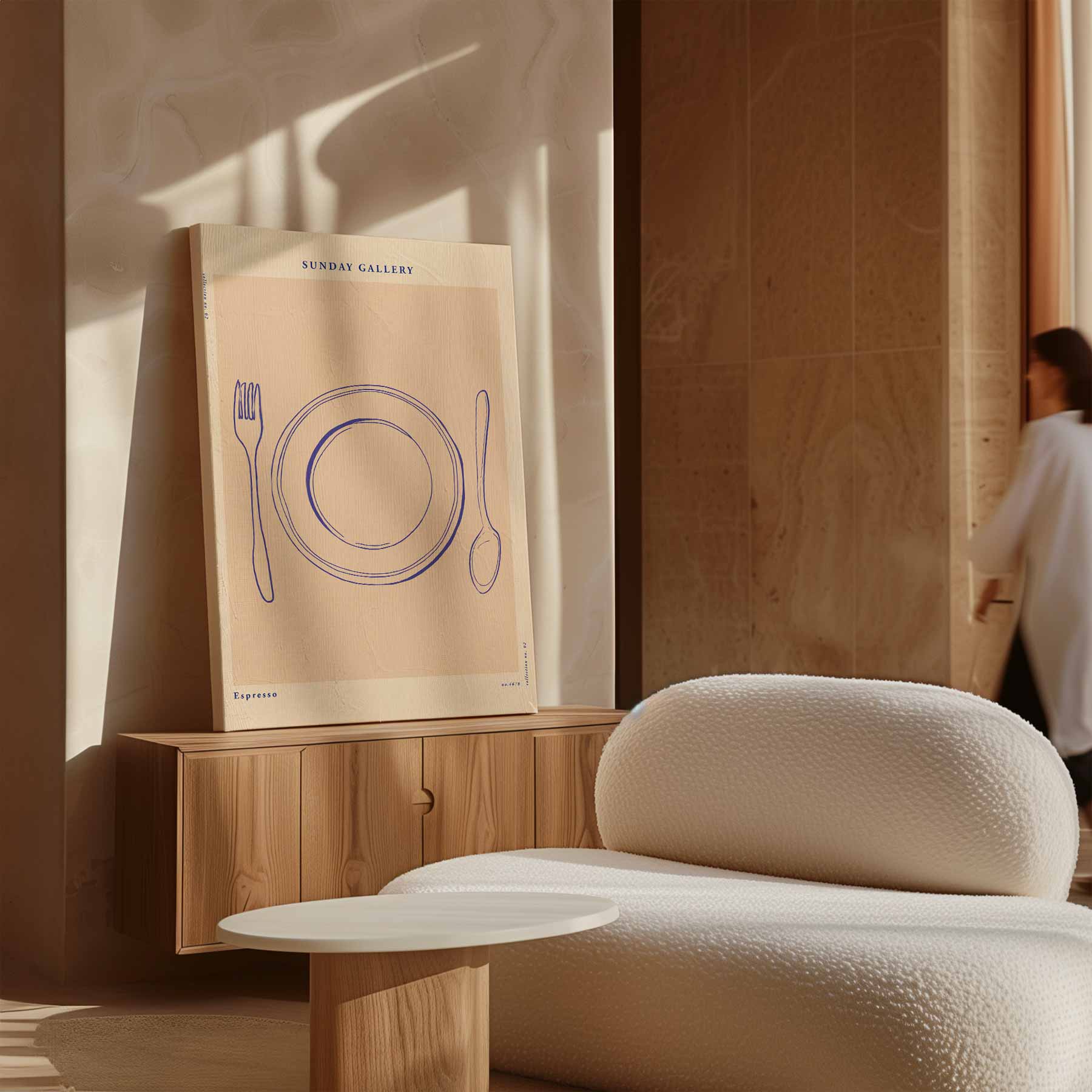 Minimalistisch Dinner Illustratie Kunstwerk-canvas-dibond-plexiglas-wanddecoratie-WallArtistic