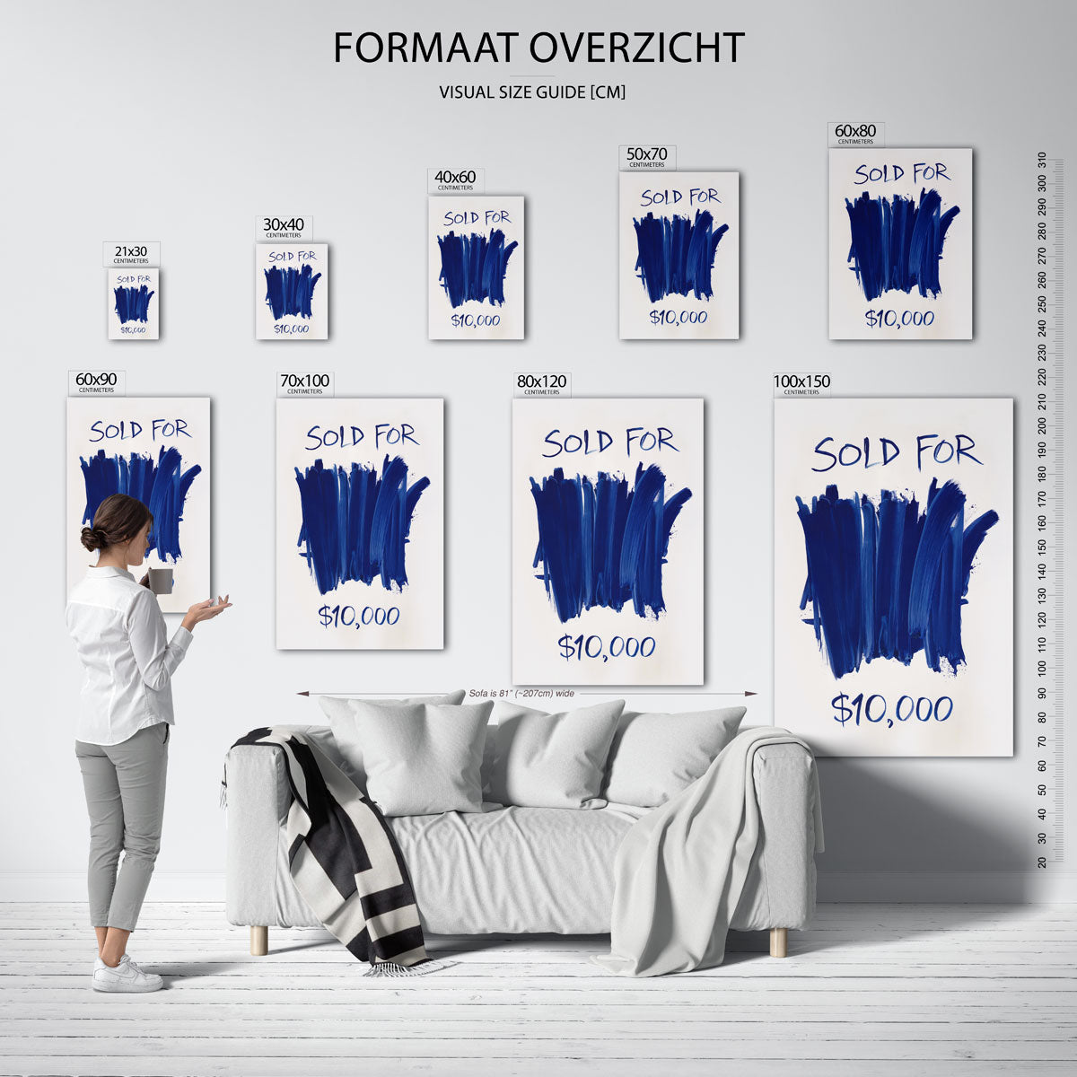 Blauwe penseelstreken Poster