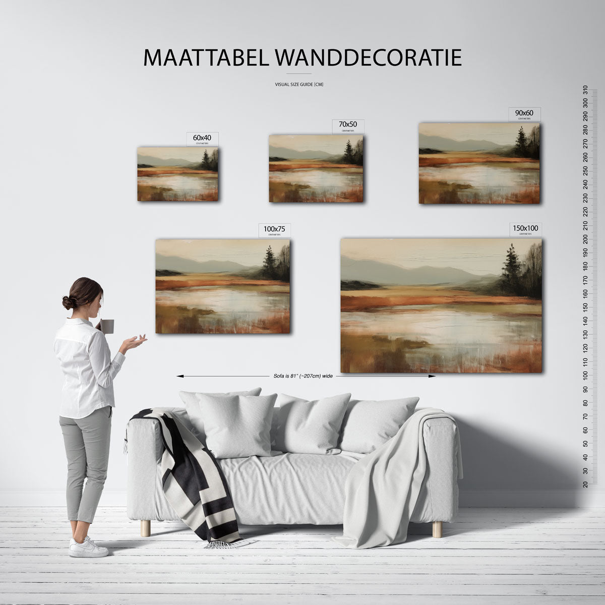 Landschap met vage lijnen Kunstwerk