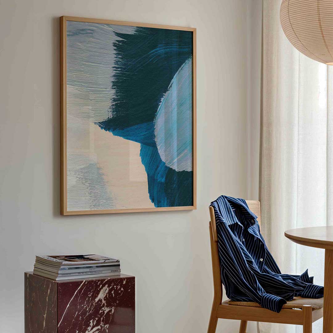 Abstracte blauwe vormen Poster