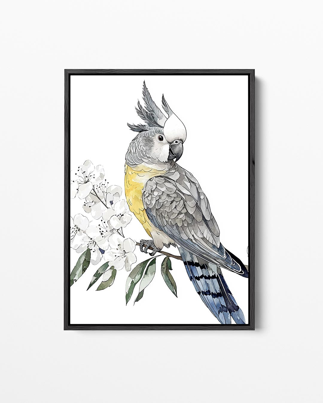 Papegaai en bloemen Kunstwerk