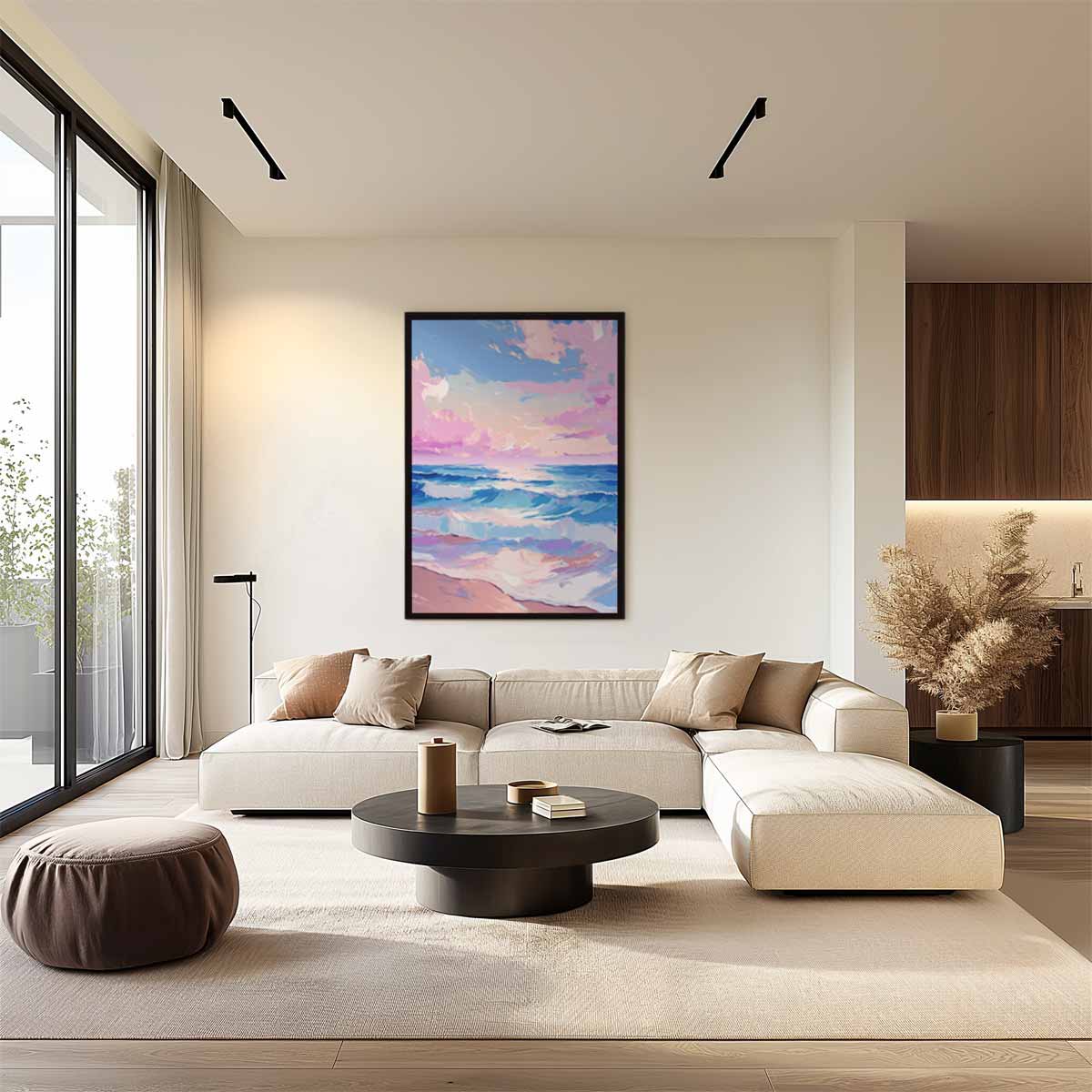 Kleurrijke Zonsopgang aan Zee Kunstwerk-canvas-dibond-plexiglas-wanddecoratie-WallArtistic