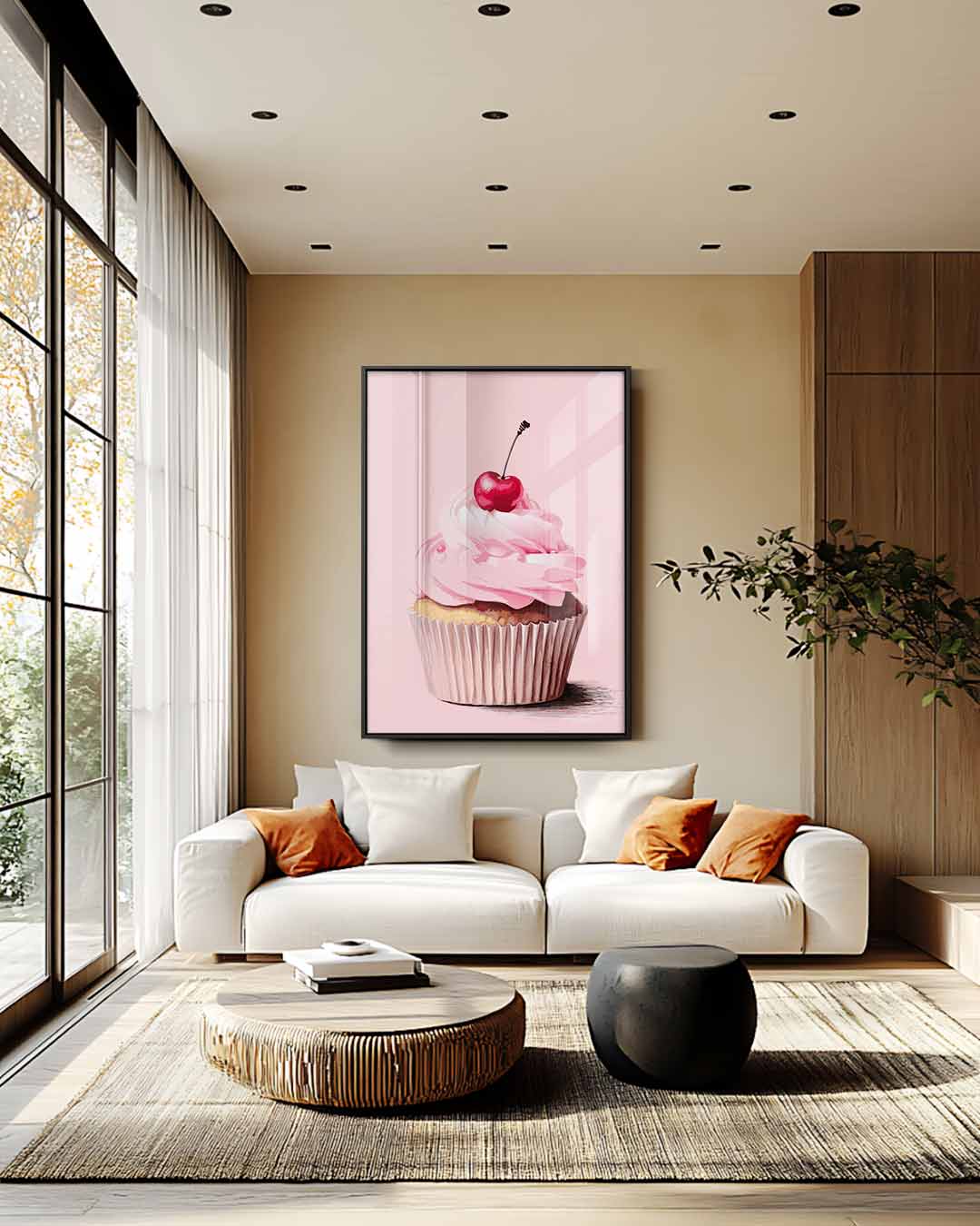 Zoete Baksels: Cherry Cupcake Kunstwerk-canvas-dibond-plexiglas-wanddecoratie-WallArtistic