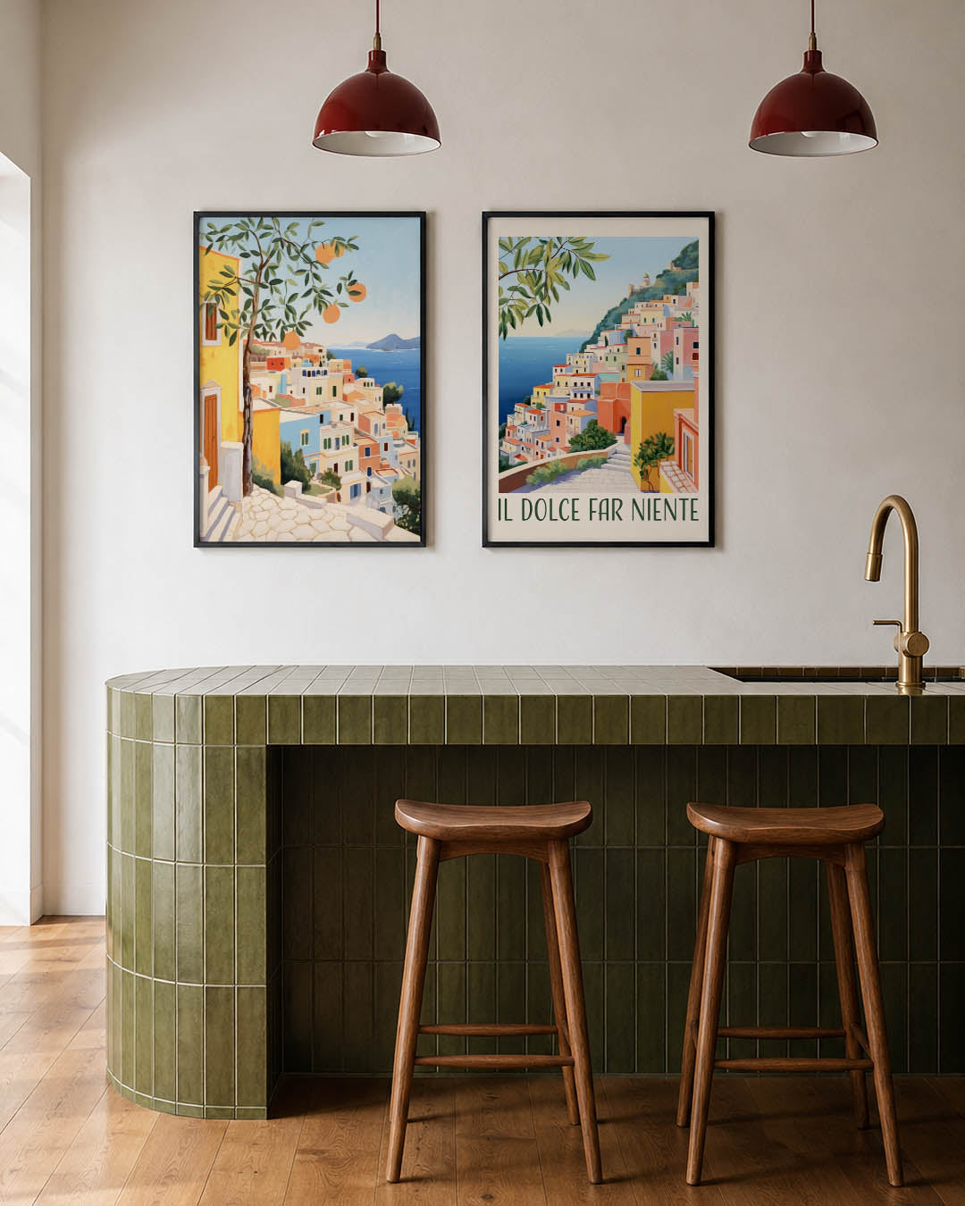 Zonnige kustlijn Posterset