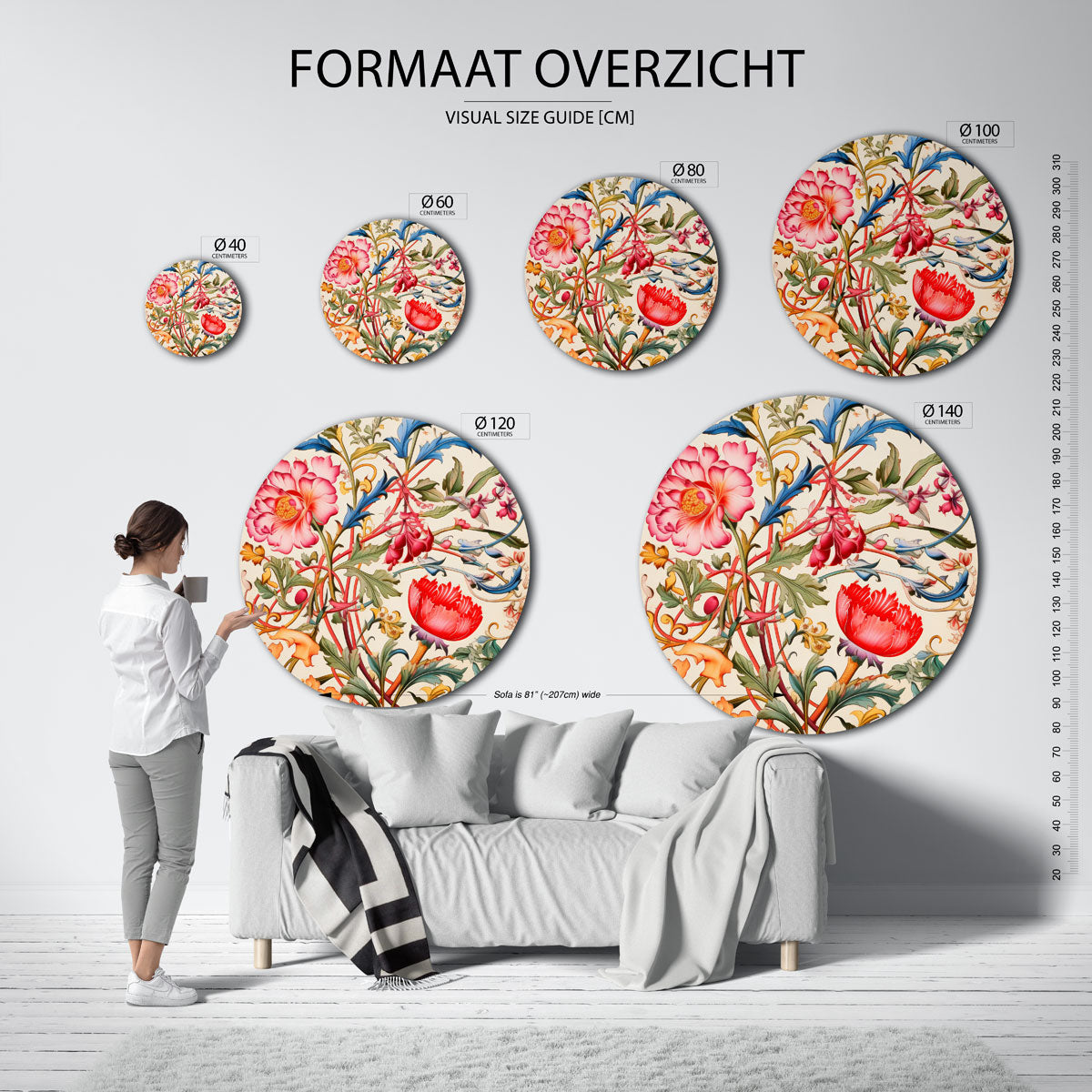 Bloemen en bladeren Muurcirkel
