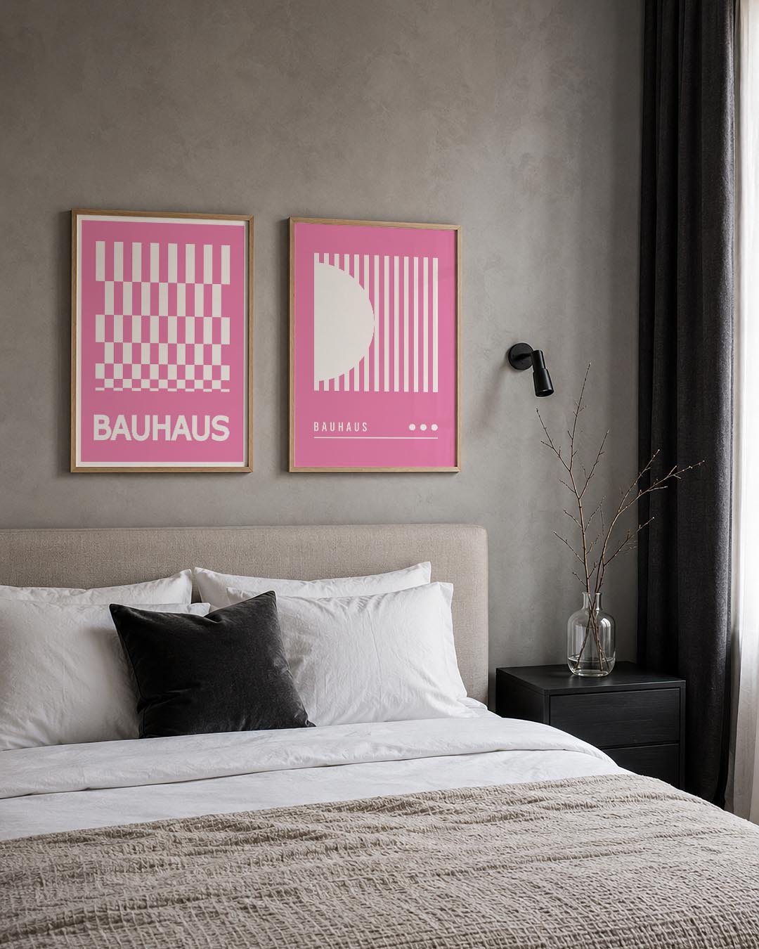 Roze ruitpatroon Posterset