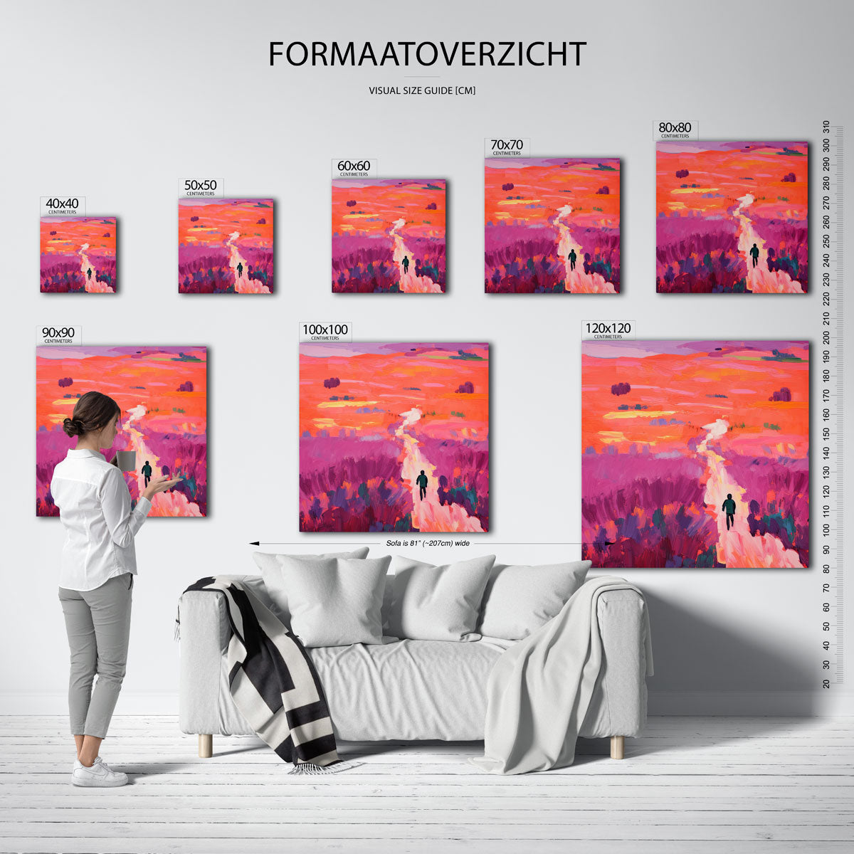 Wandelaar in kleurrijk landschap Poster