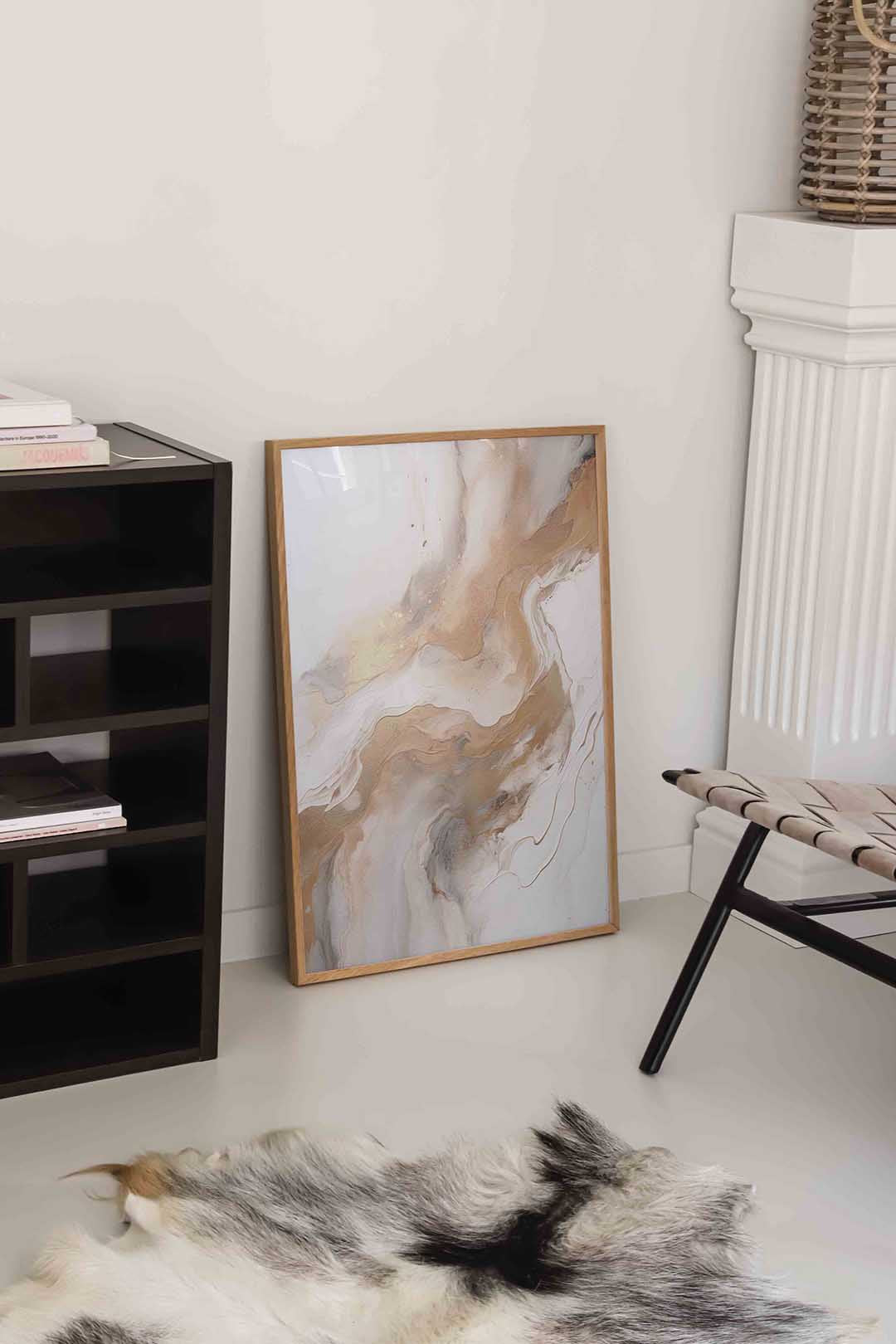 Abstracte beige en witte Poster