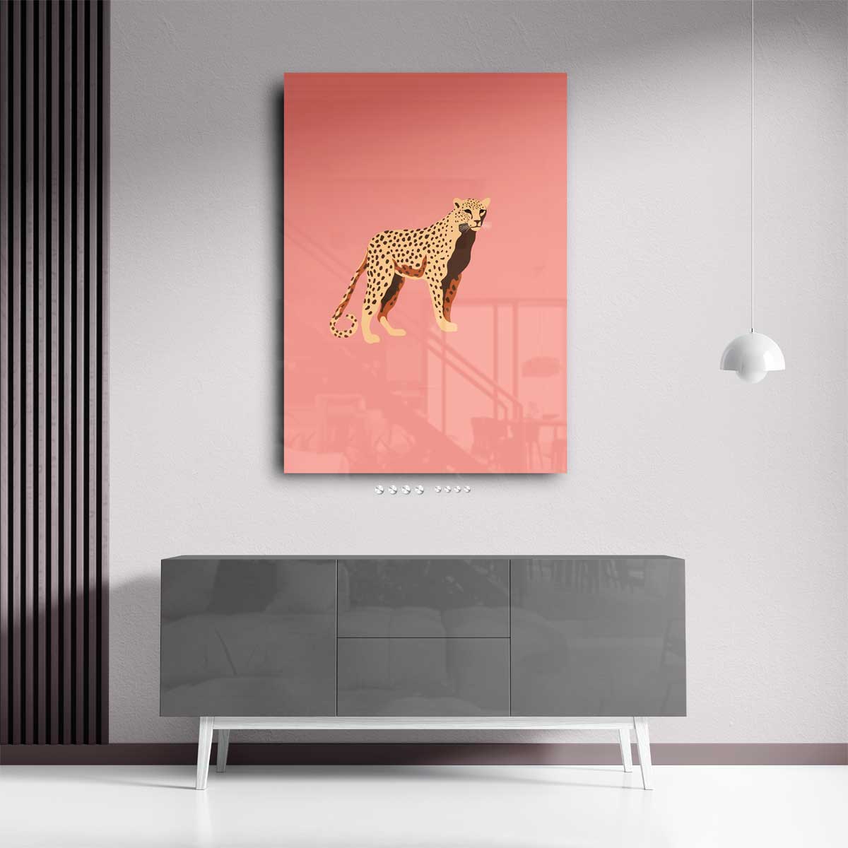 Kleurrijke Luipaard Illustratie Kunstwerk-canvas-dibond-plexiglas-wanddecoratie-WallArtistic