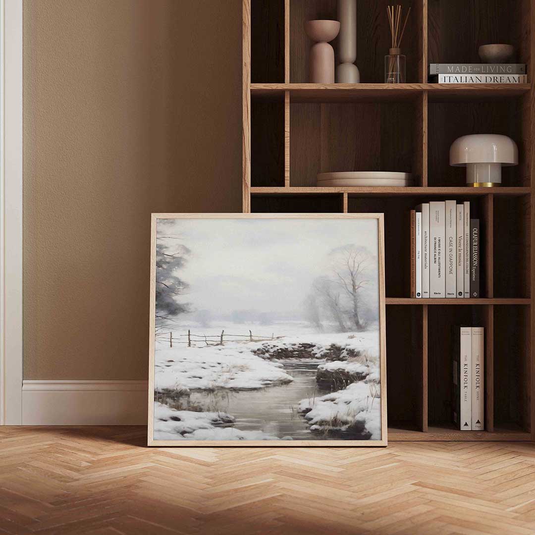 Winterlandschap met beek Poster