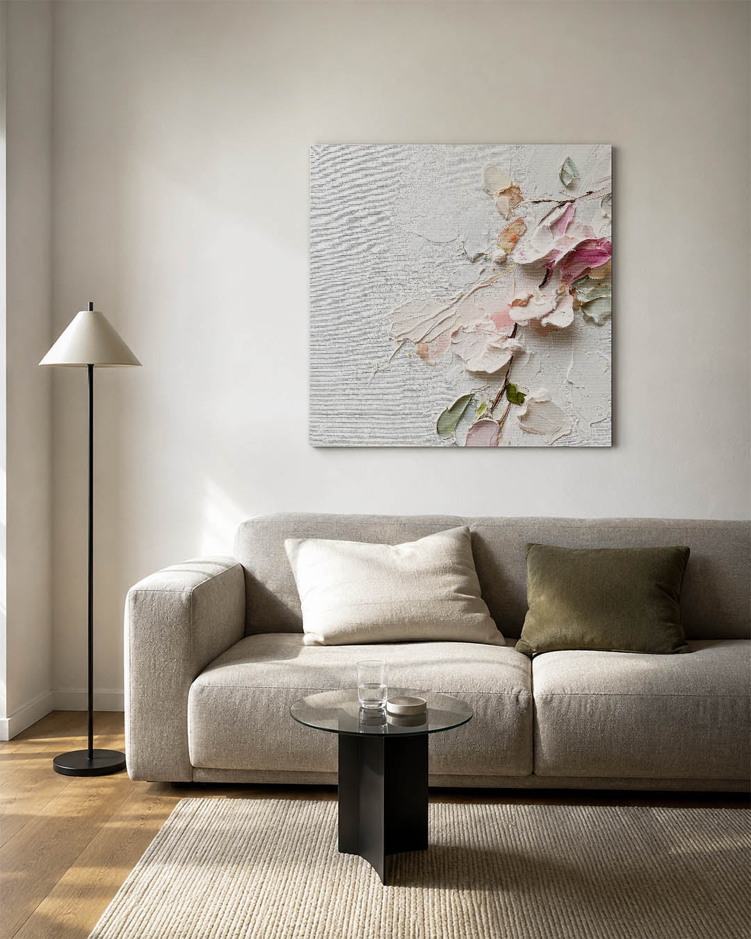 Bloemtextuur op doek Kunstwerk
