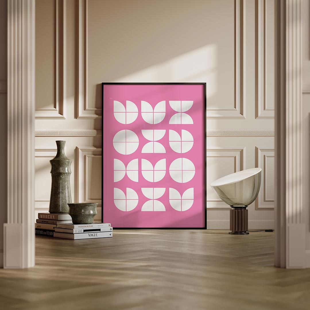 Vormenritme roze Poster