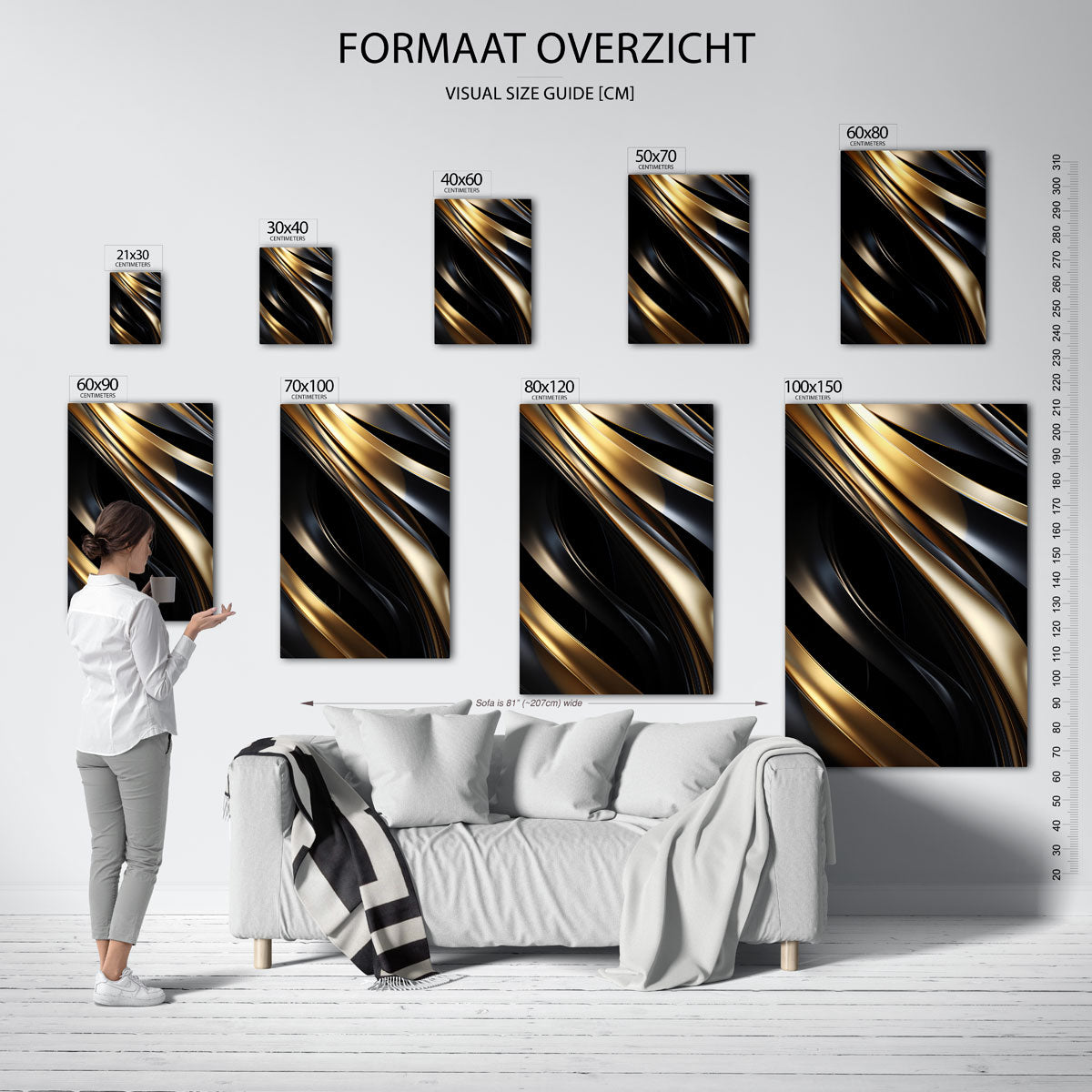 Gouden en zwarte lijnen Poster