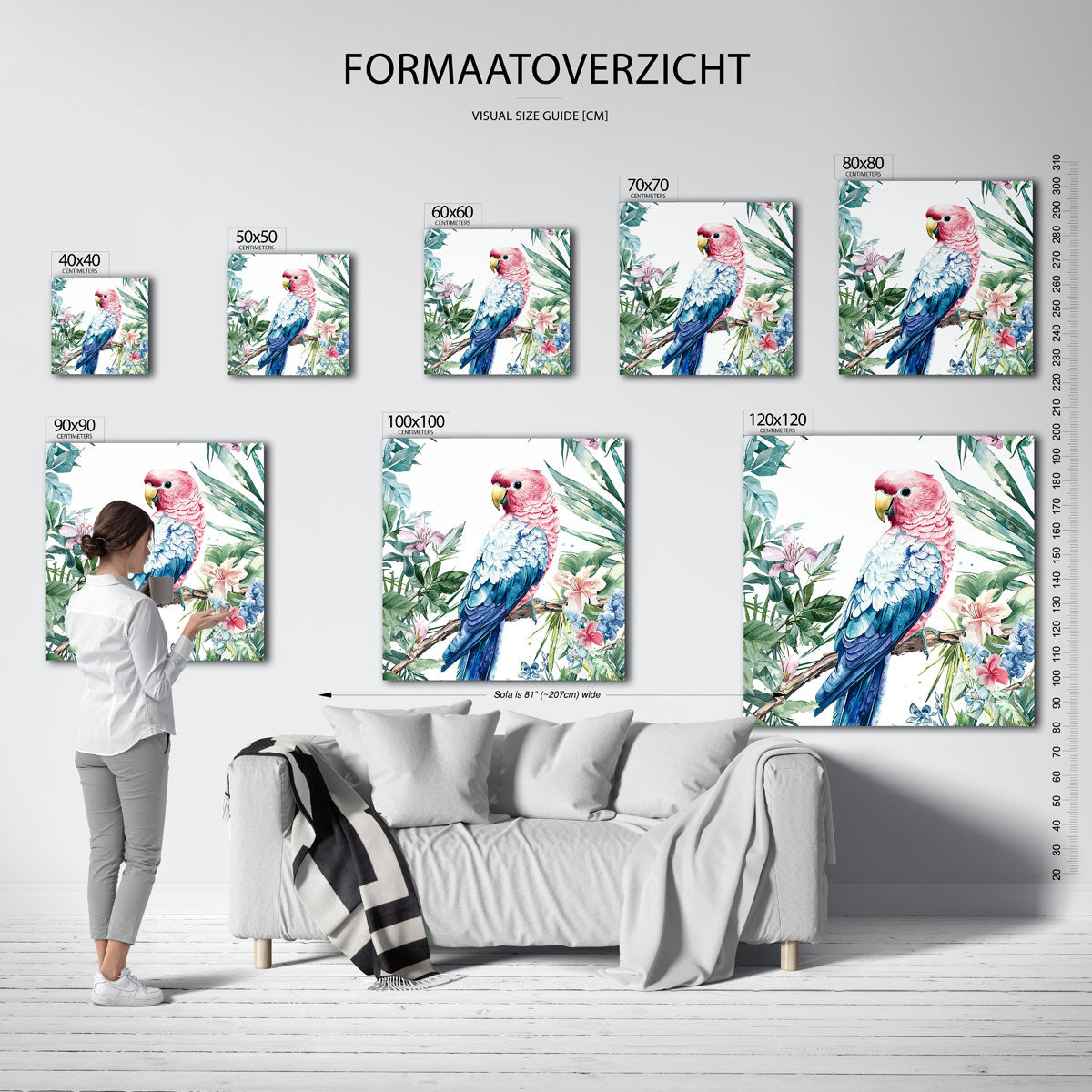 Papegaai en bloemen Poster