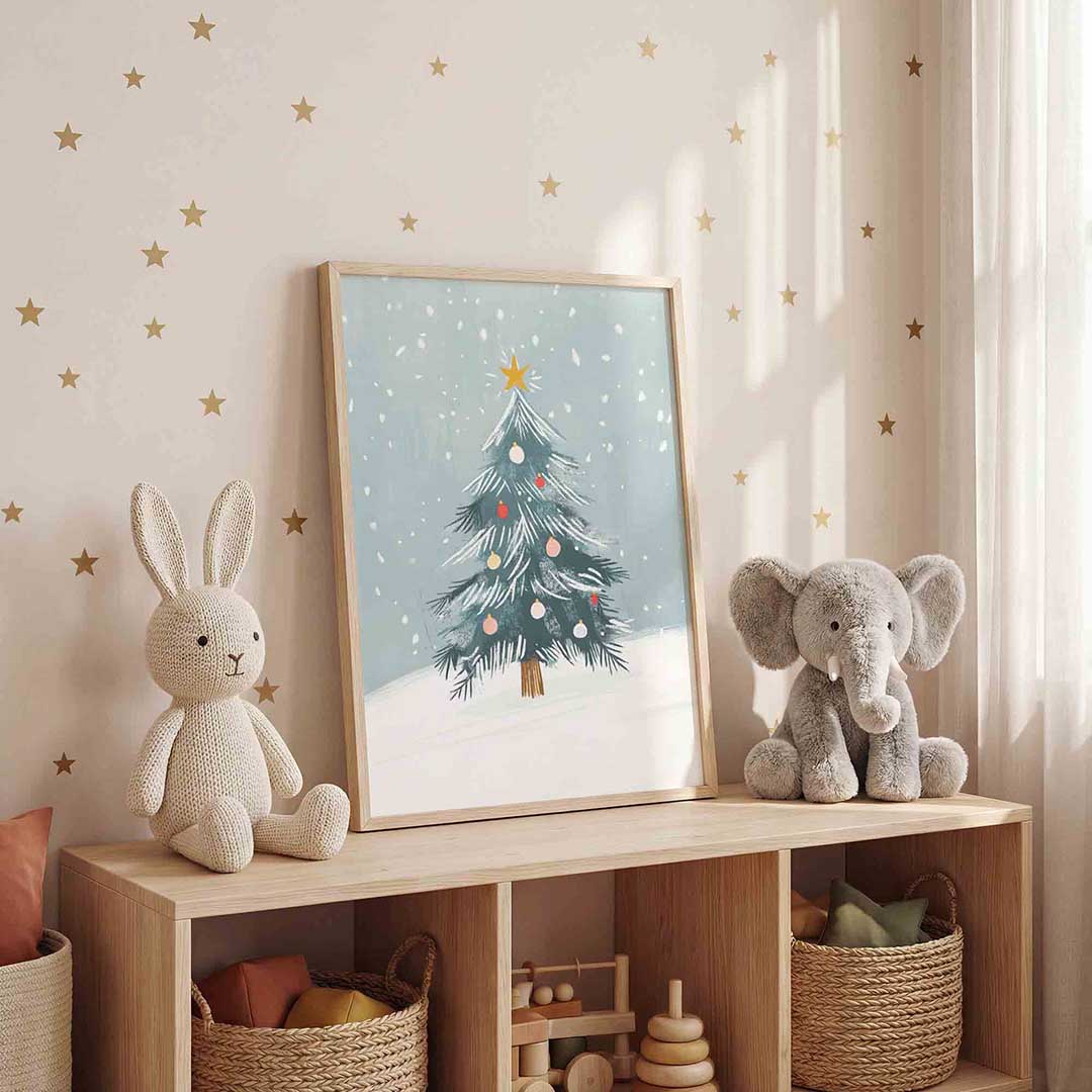 Kerstboom met sneeuw Poster