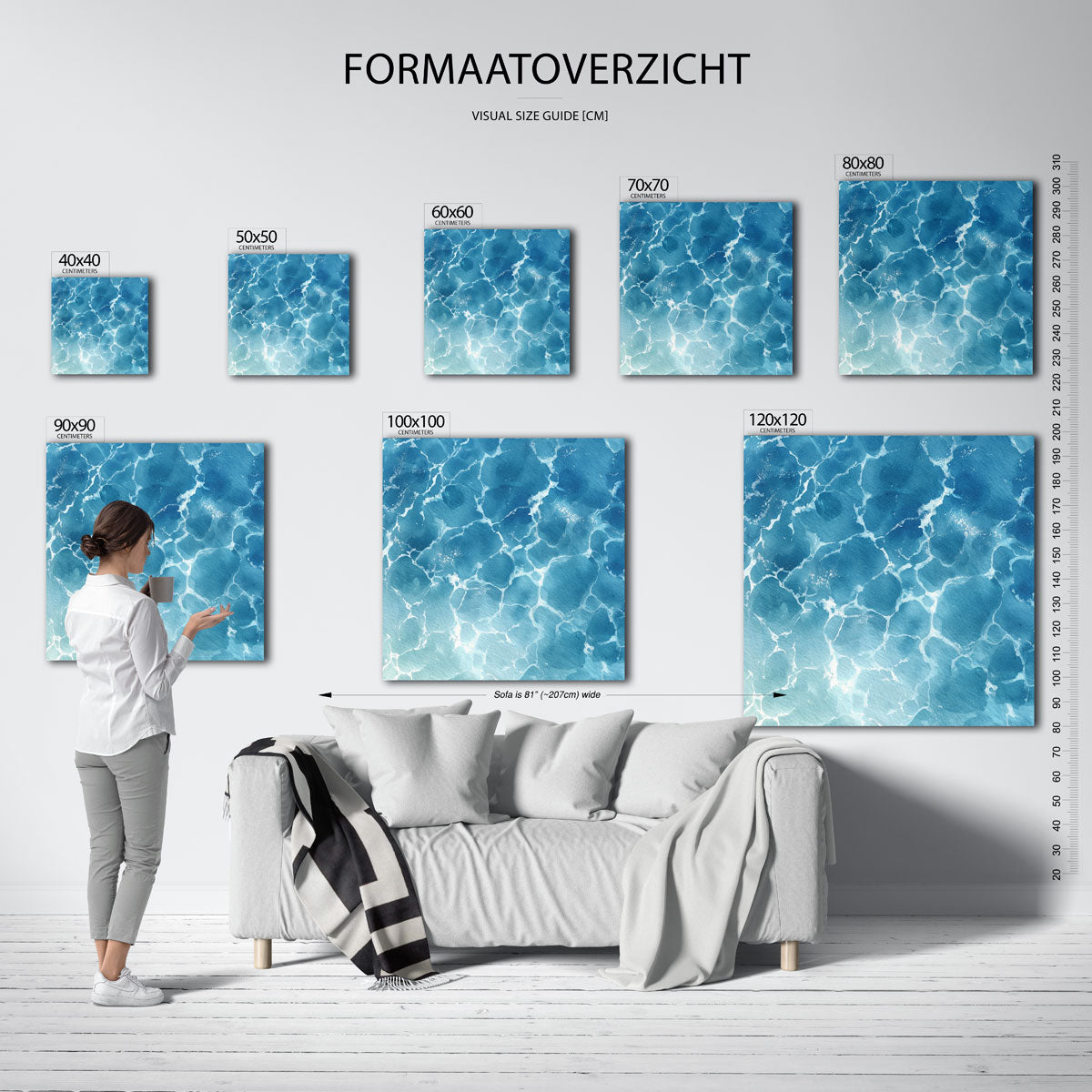 Blauwe waterstructuur Poster
