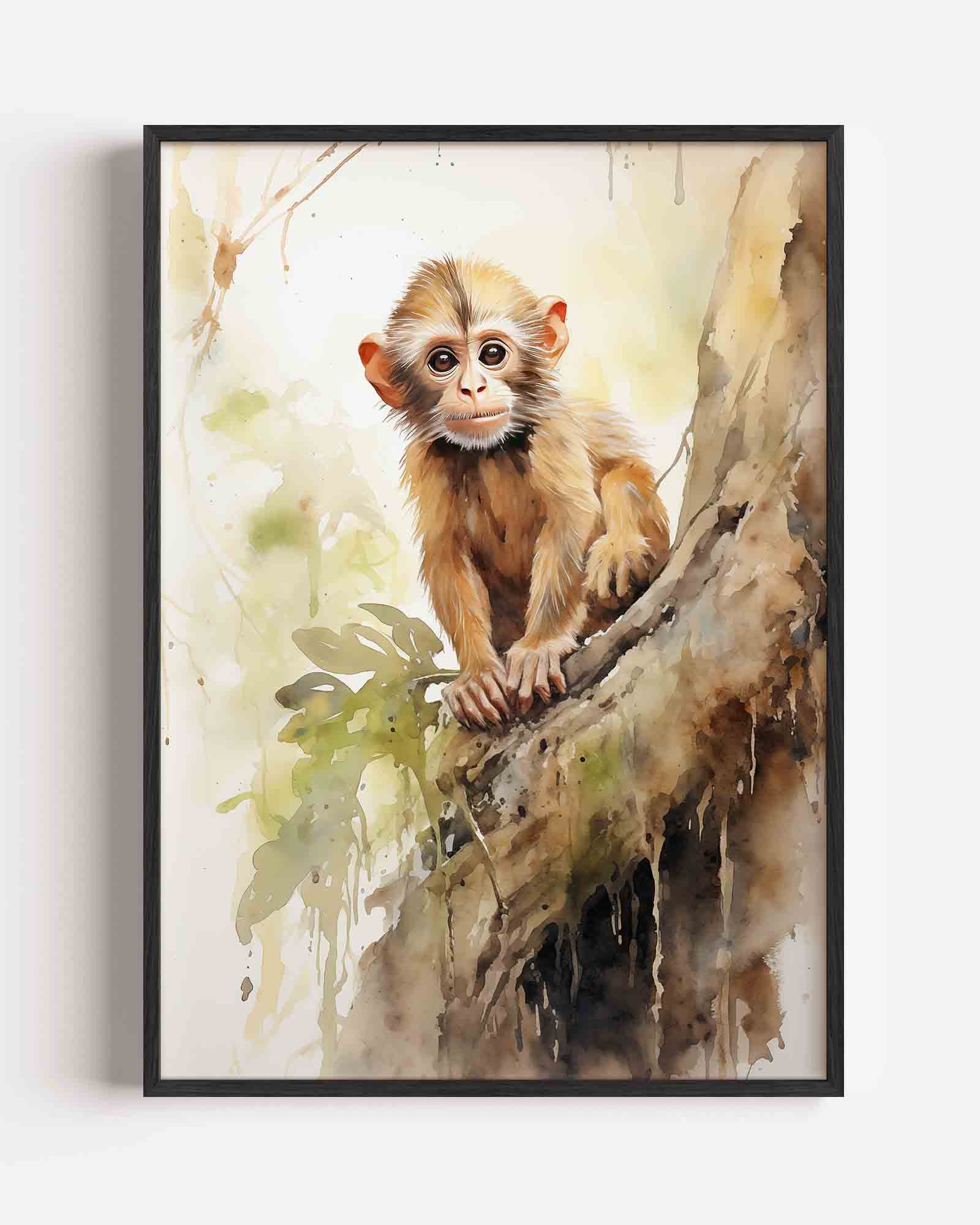 Jonge aap op boom Poster