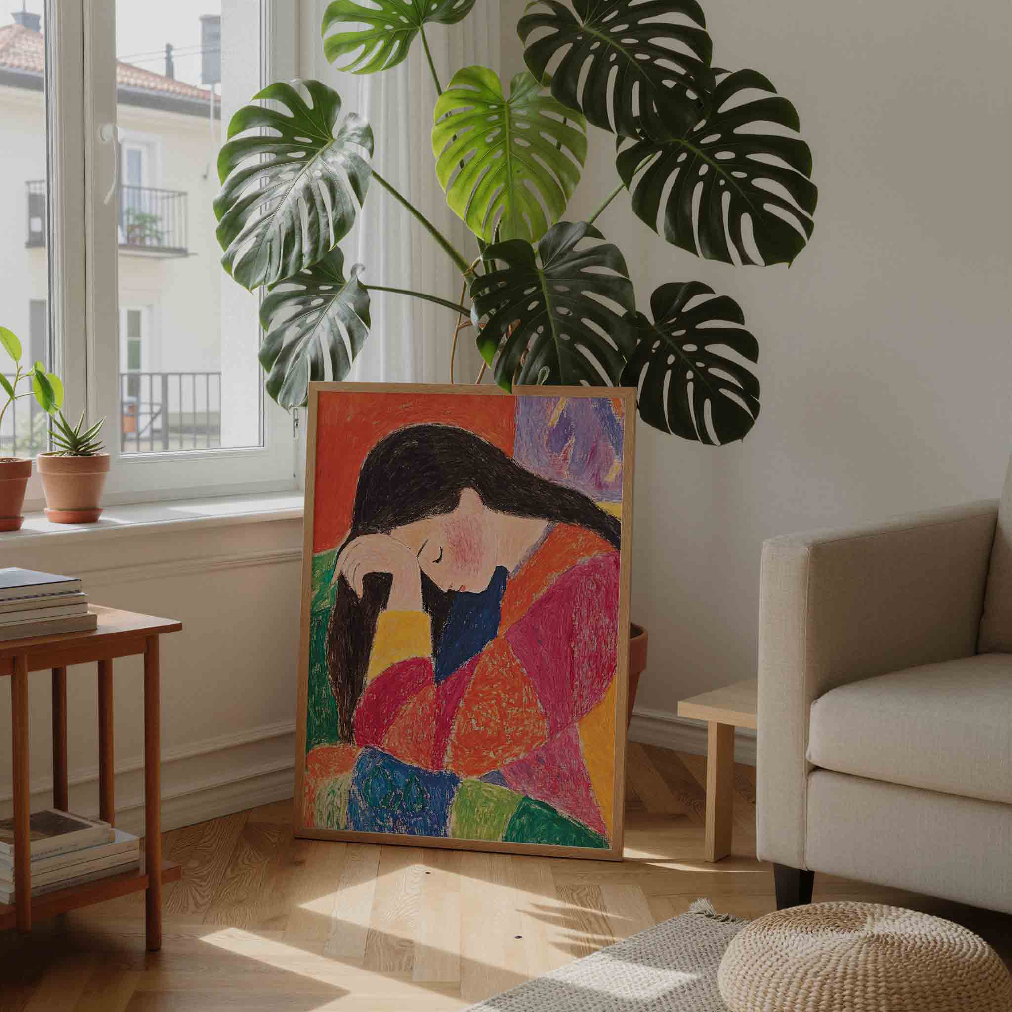 Vrouw met kleurrijke kleding Poster