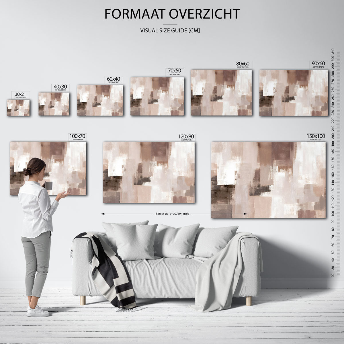 Abstracte beige rechthoeken Poster