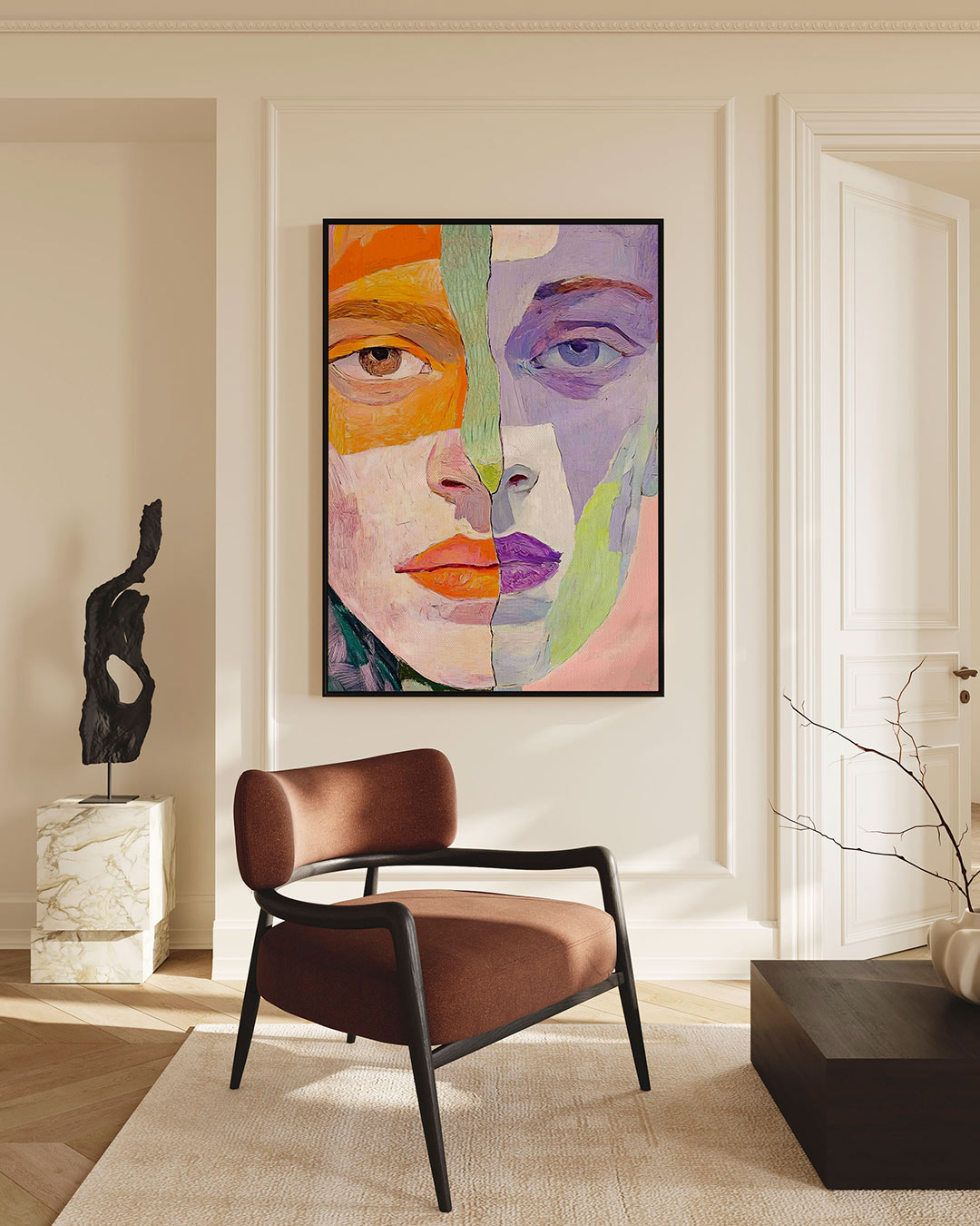 Kleurrijk gezichtsduo Kunstwerk