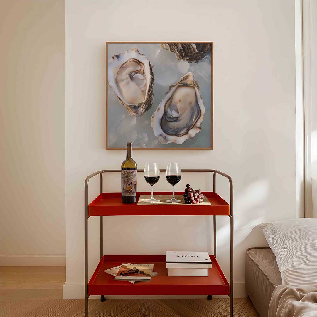 Open oesters op ijs Poster