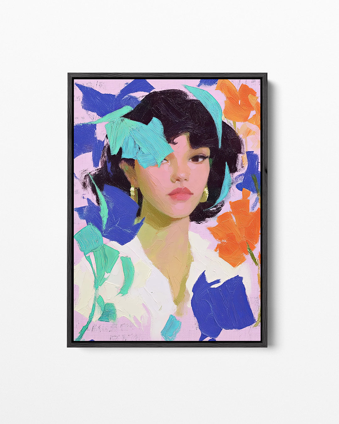 Vrouwelijk portret met kleuren Kunstwerk