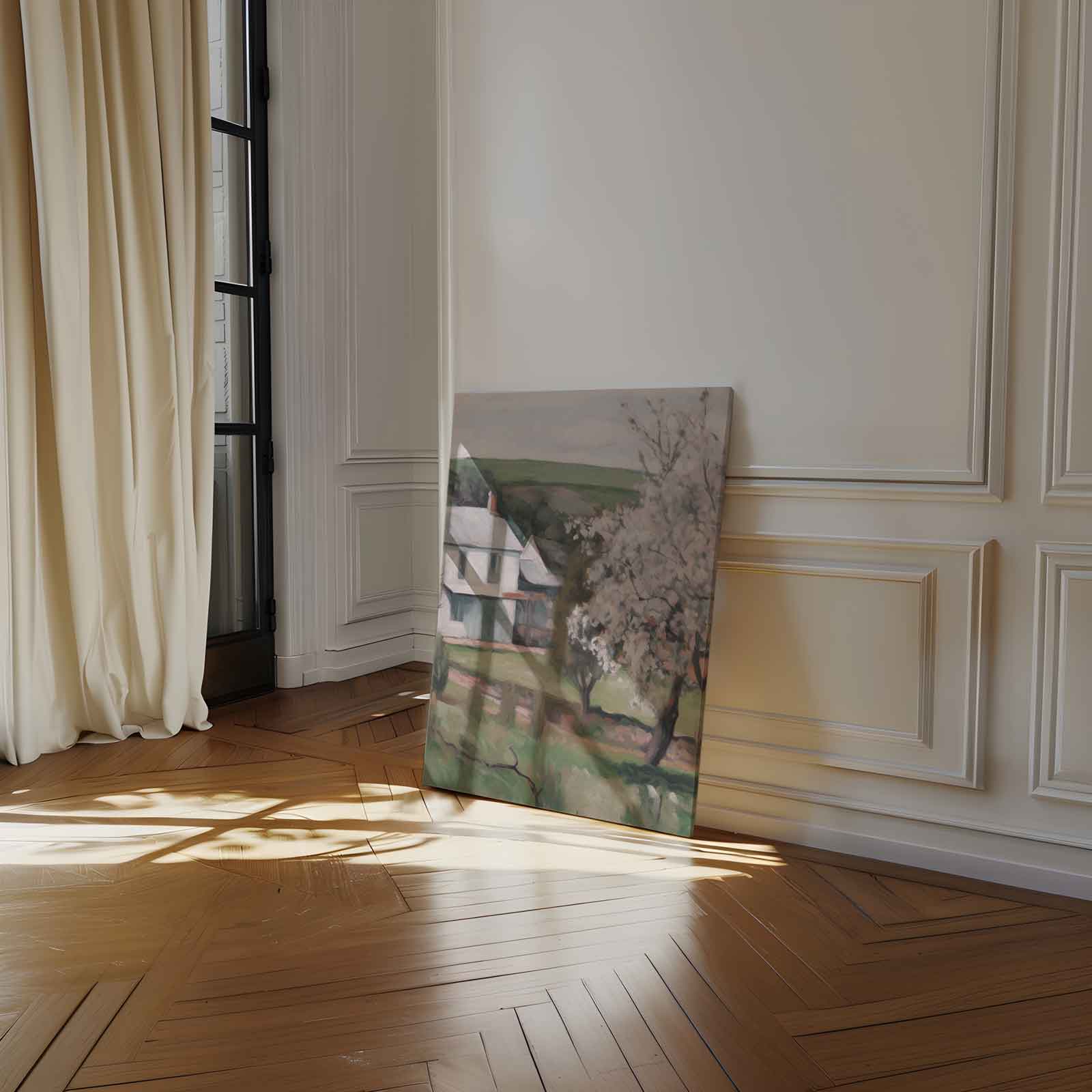 Lentehuis met Bloesem Kunstwerk-canvas-dibond-plexiglas-wanddecoratie-WallArtistic